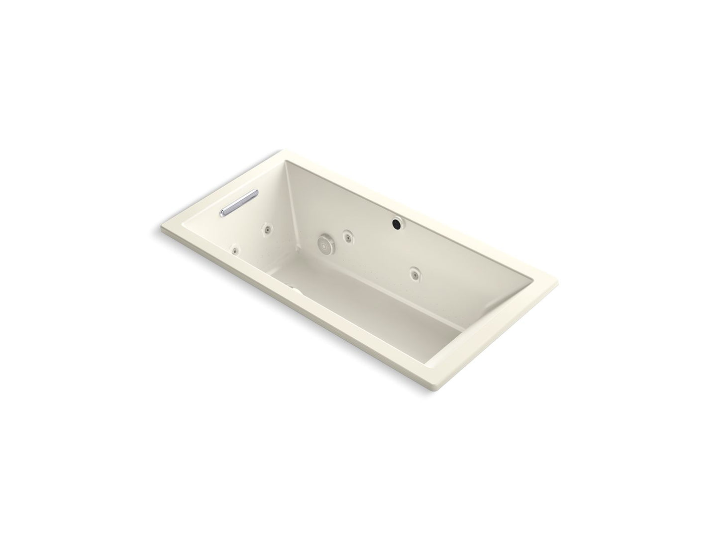 KOHLER Underscore 60" x 30" drop-in Heated BubbleMassage air bath with whirlpool - Biscuit, K-1167-XHGH-96