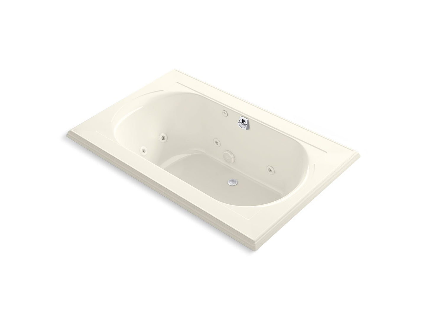 KOHLER Memoirs 66" x 42" drop-in whirlpool bath - Biscuit, K-1170-JHE-96