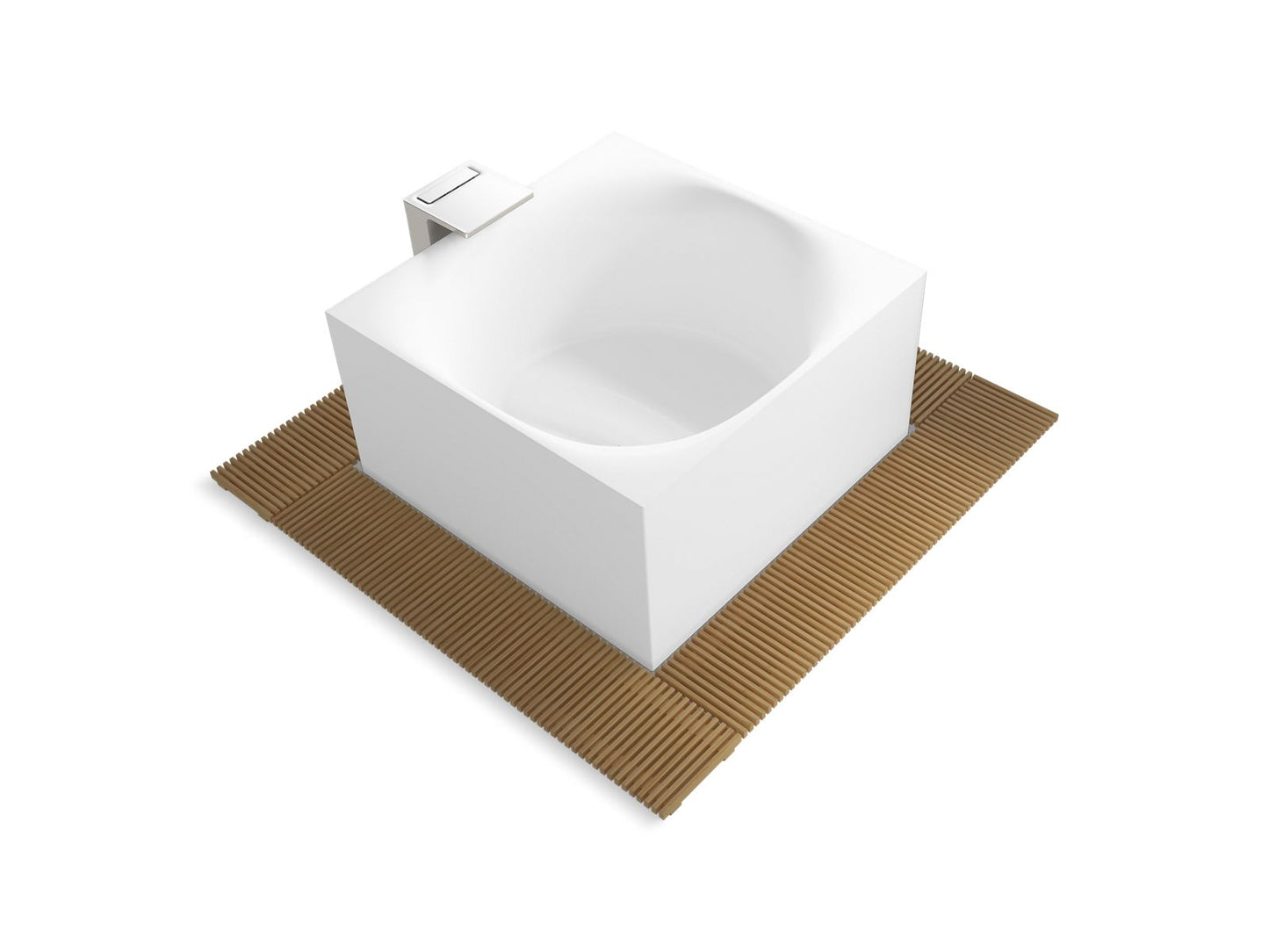 KOHLER K-31405-INF-HW1 Stillness Infinity Experience 72" X 72" Freestanding Bath - Honed White