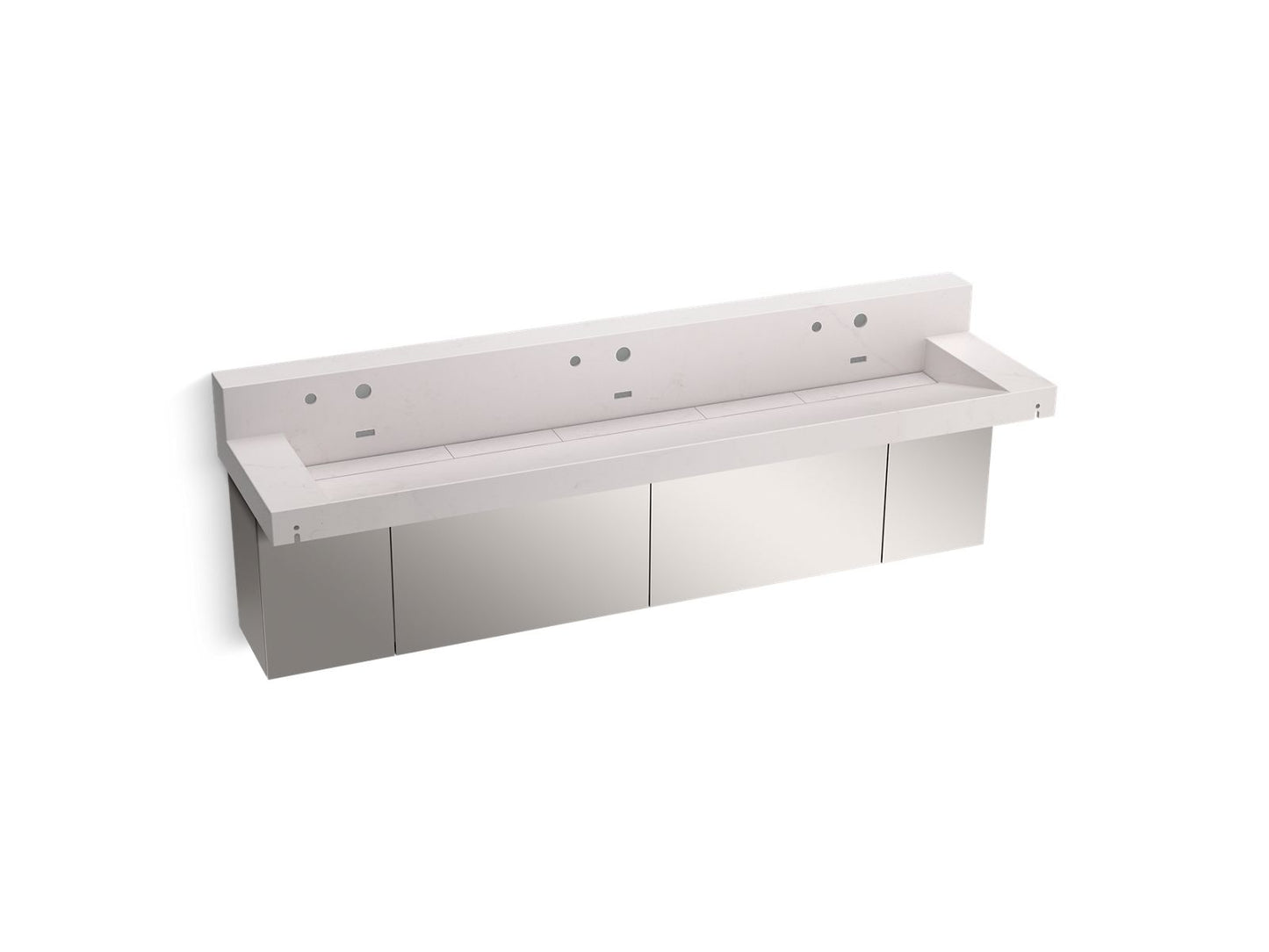 KOHLER Constellation 90" wall-mount trough lavatory system with backsplash - Et Statuario, K-81028-BSS-KES