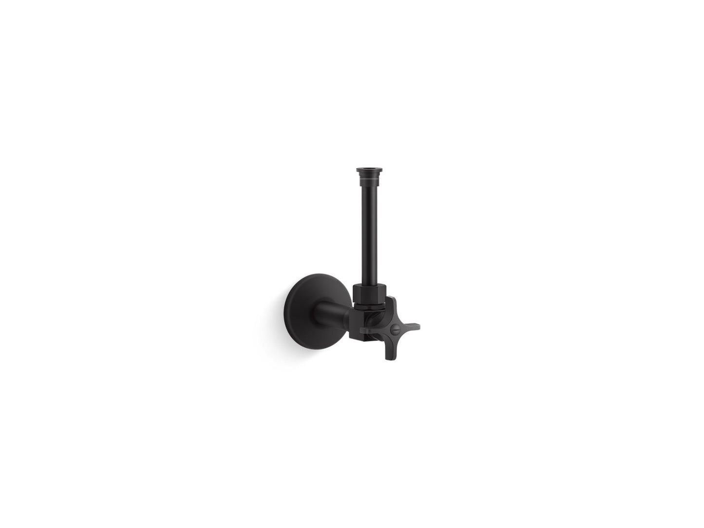 KOHLER 1/2" angle supply with stop, cross handle and rigid vertical tube - Matte Black, K-7653-BL