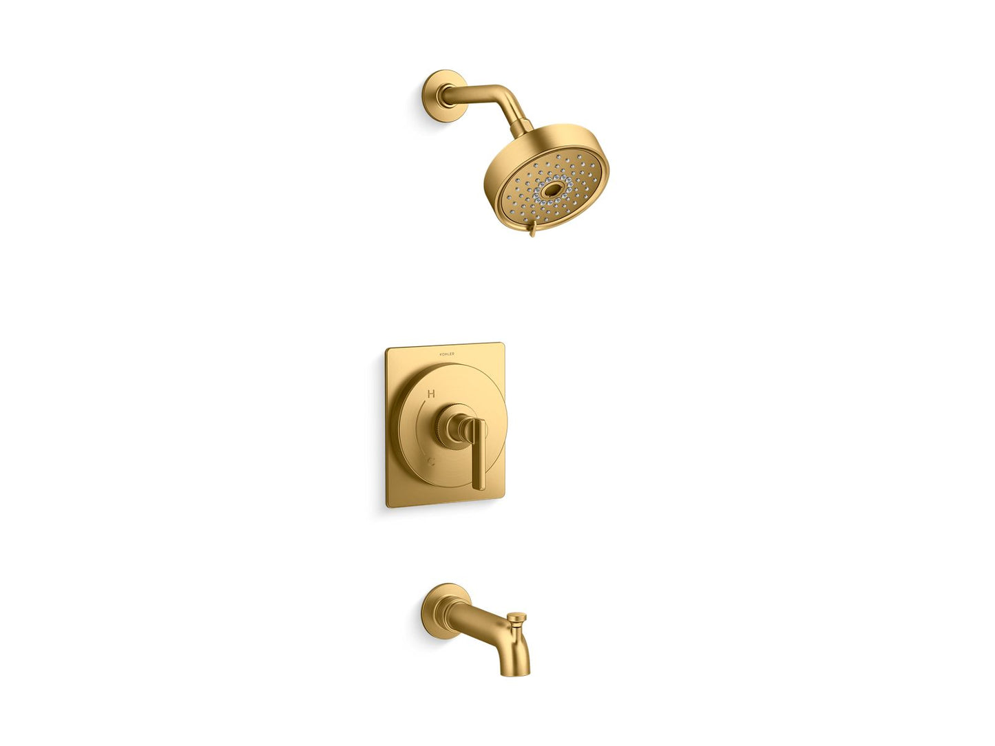 KOHLER Castia by Studio McGee Rite-Temp bath and shower trim kit, 2.5 gpm - Vibrant Brushed Moderne Brass, K-TS35917-4Y-2MB