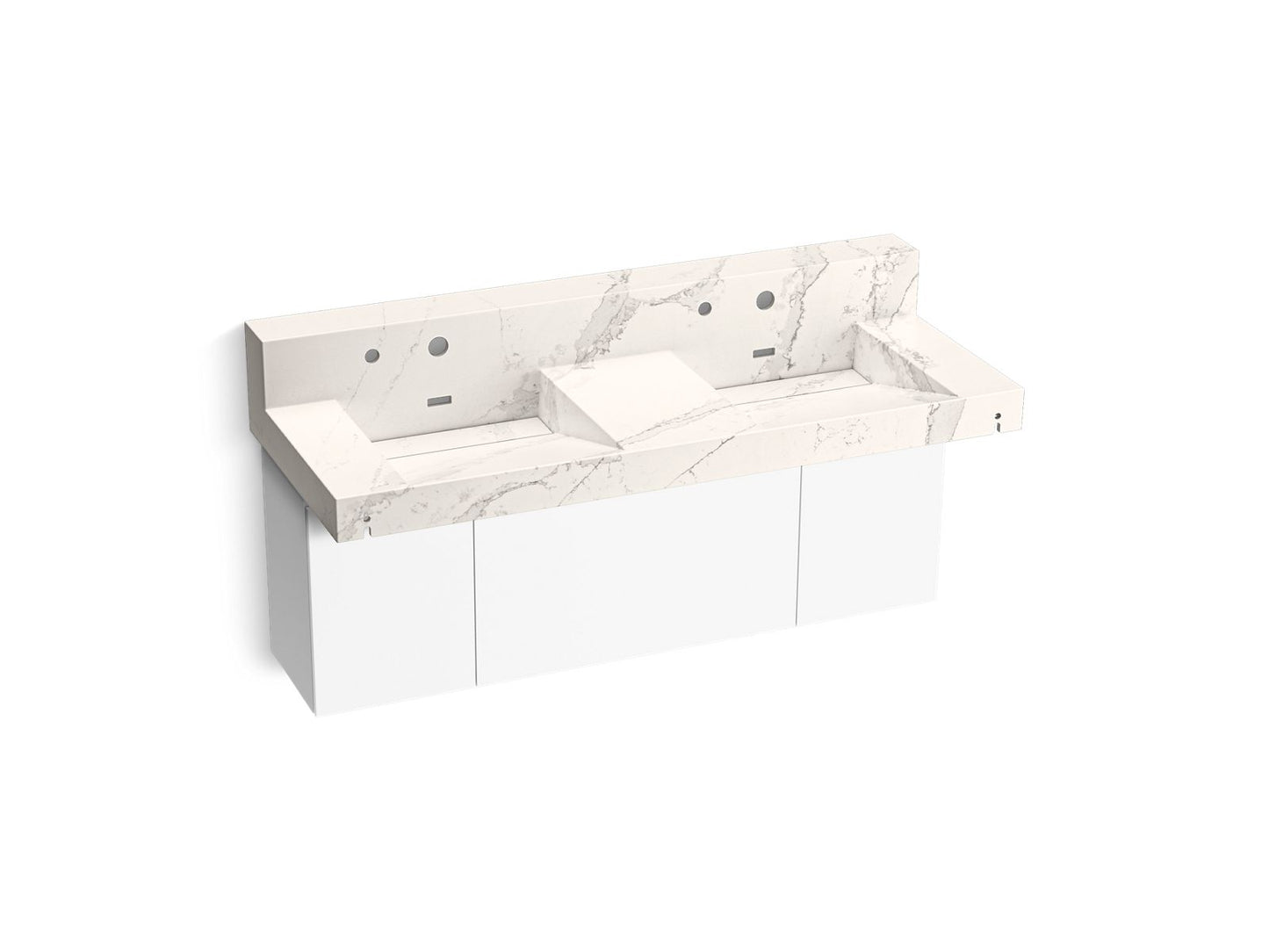 KOHLER Constellation 60" wall-mount basin lavatory system with backsplash - Et Cal Gold, K-81025-BPW-KEG
