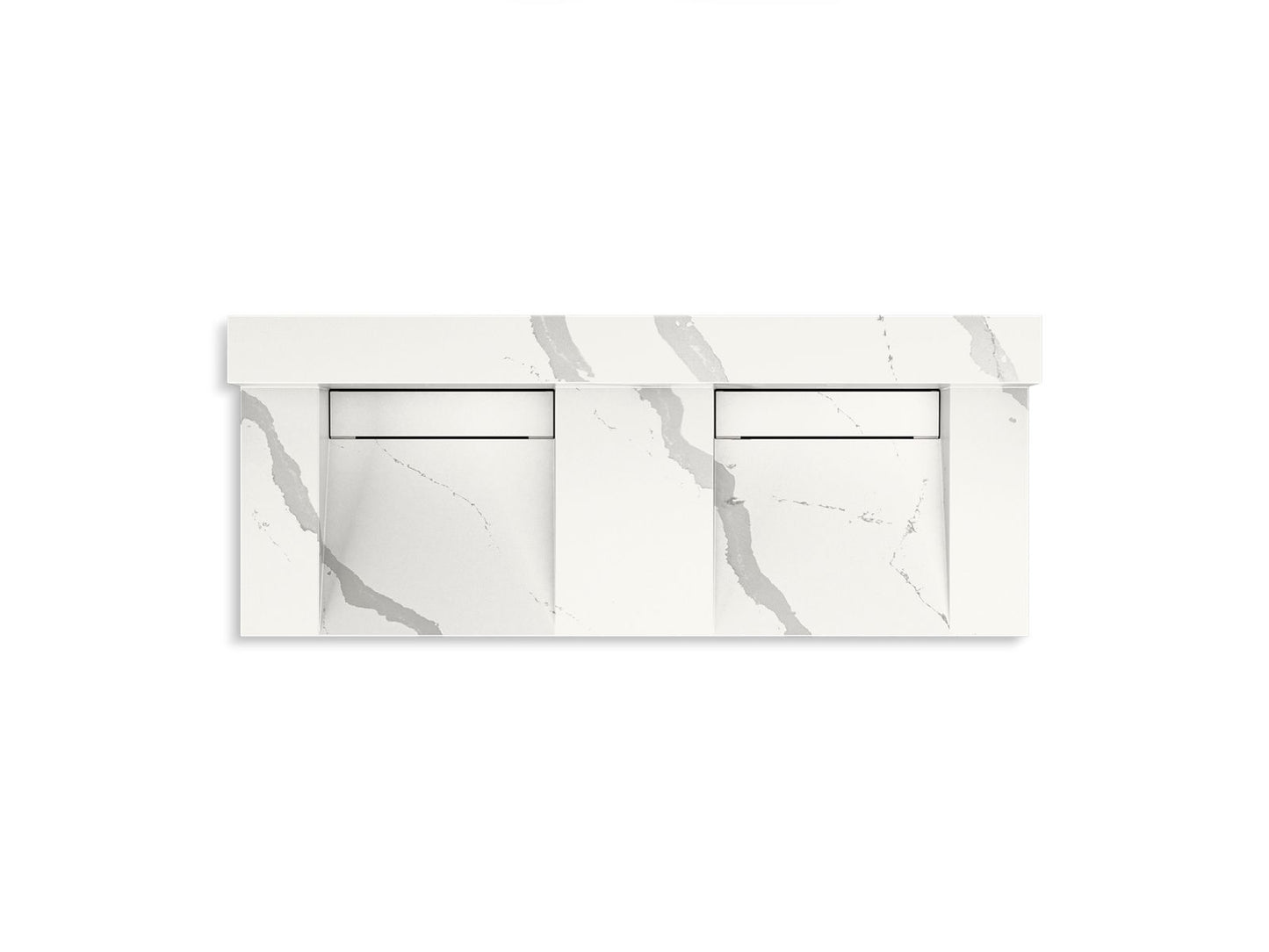 KOHLER Constellation 60" wall-mount basin lavatory system with backsplash - Et Bianco Cal, K-81025-BSS-KEB