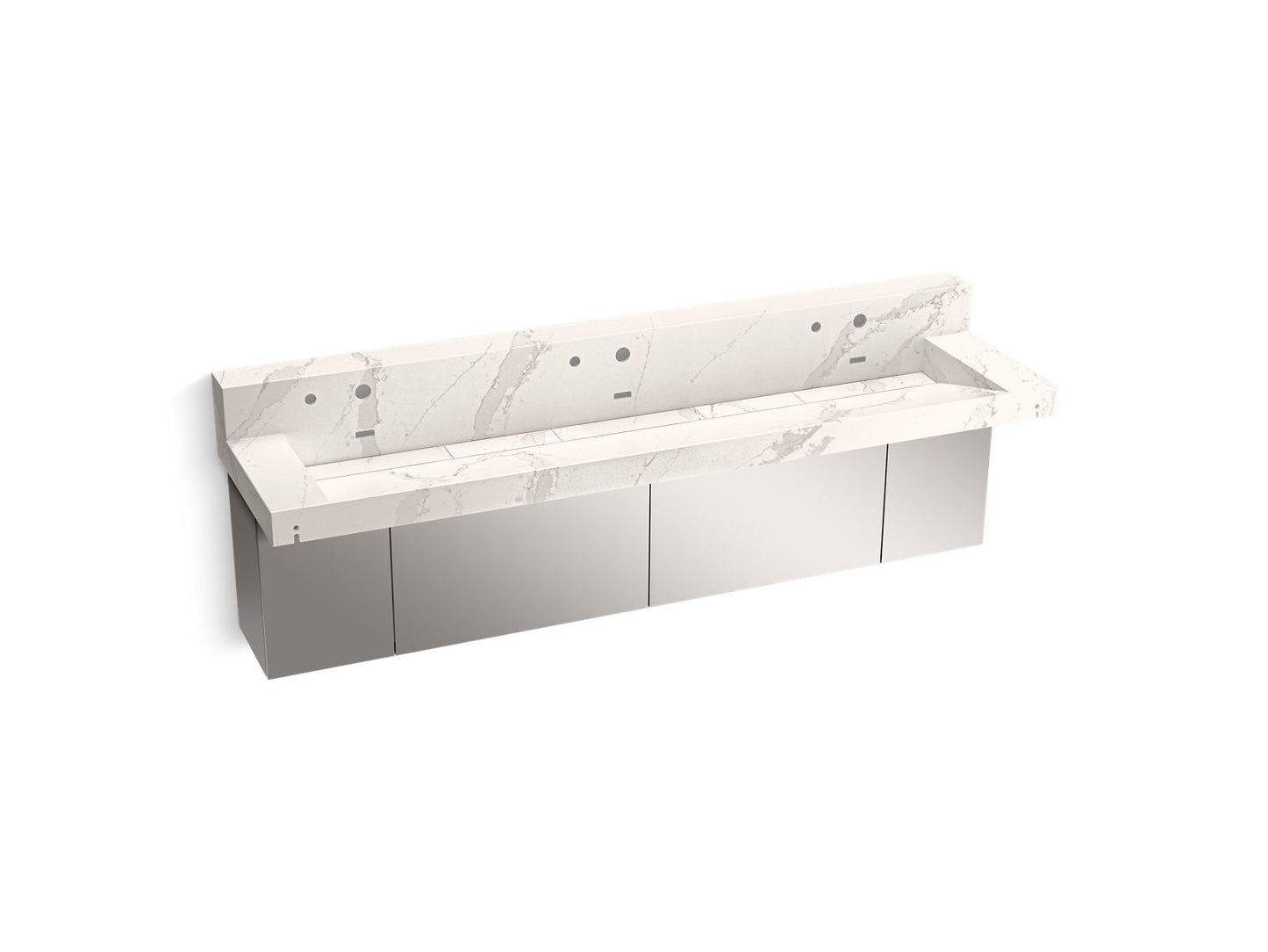KOHLER Constellation 90" wall-mount trough lavatory system with backsplash - Et Cal Gold, K-81028-BSS-KEG