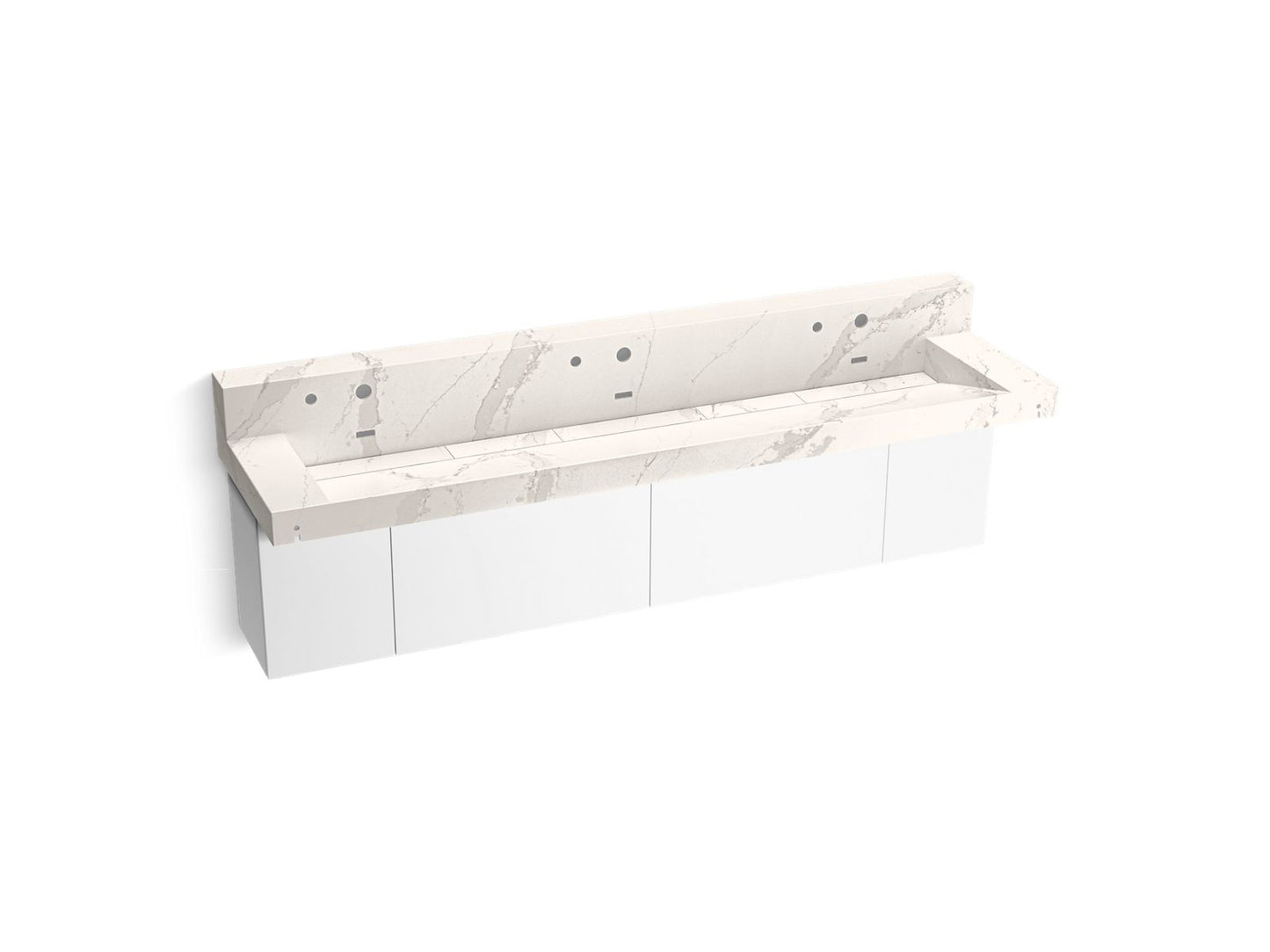 KOHLER Constellation 90" wall-mount trough lavatory system with backsplash - Et Cal Gold, K-81028-BPW-KEG