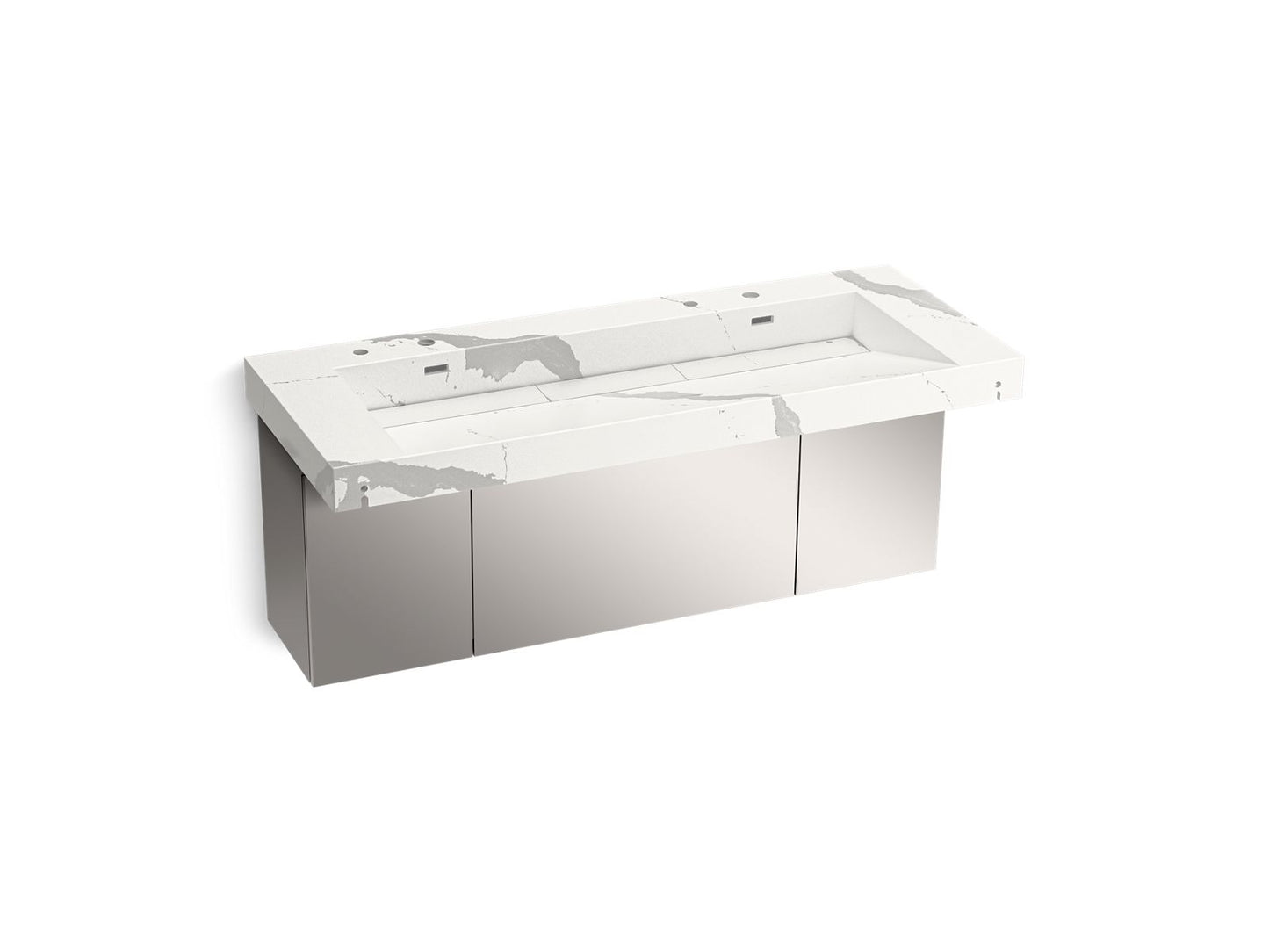 KOHLER Constellation 60" wall-mount trough lavatory system - Et Bianco Cal, K-81032-BSS-KEB