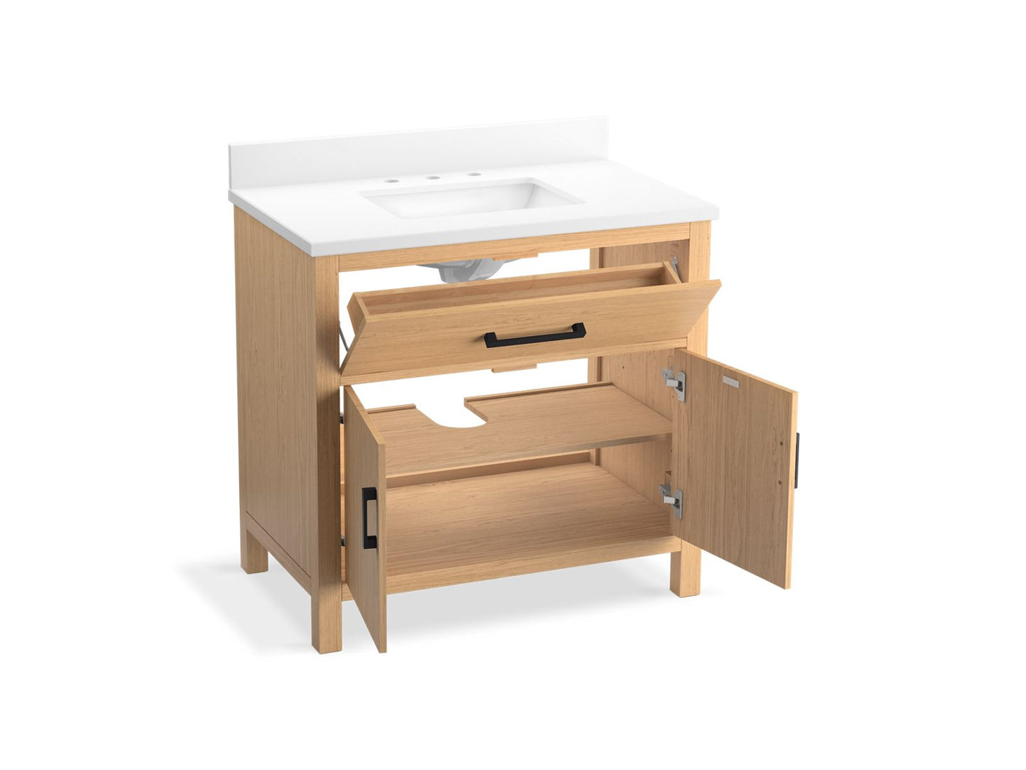 KOHLER Kresla 36" bathroom vanity cabinet with sink and quartz top - Light Oak, K-40639-BD1-WEK