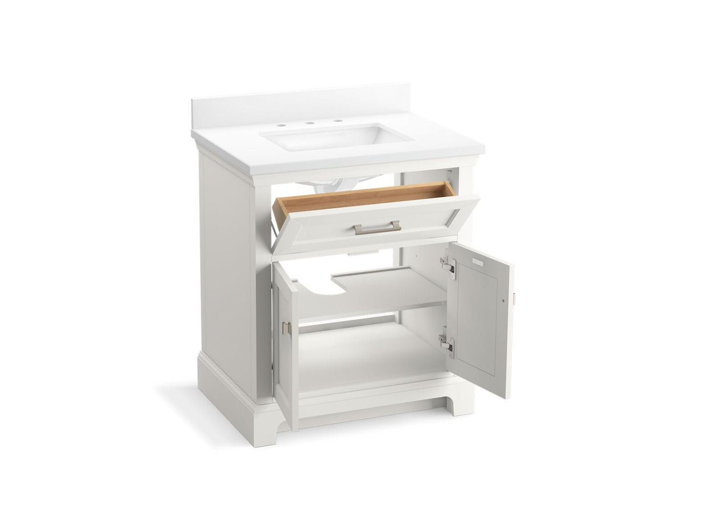 KOHLER Charlemont 30" bathroom vanity cabinet with sink and quartz top - White, K-29260-BD1-0