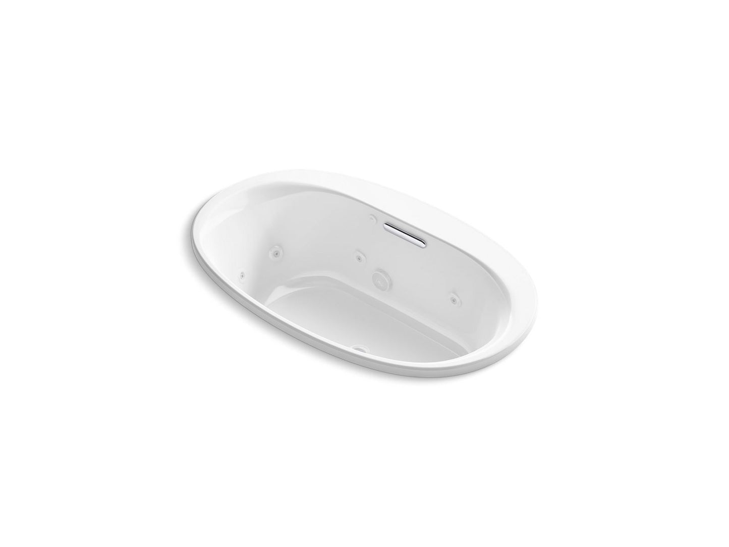 KOHLER Underscore 60" x 36" drop-in heated whirlpool bath - White, K-5714-JH-0