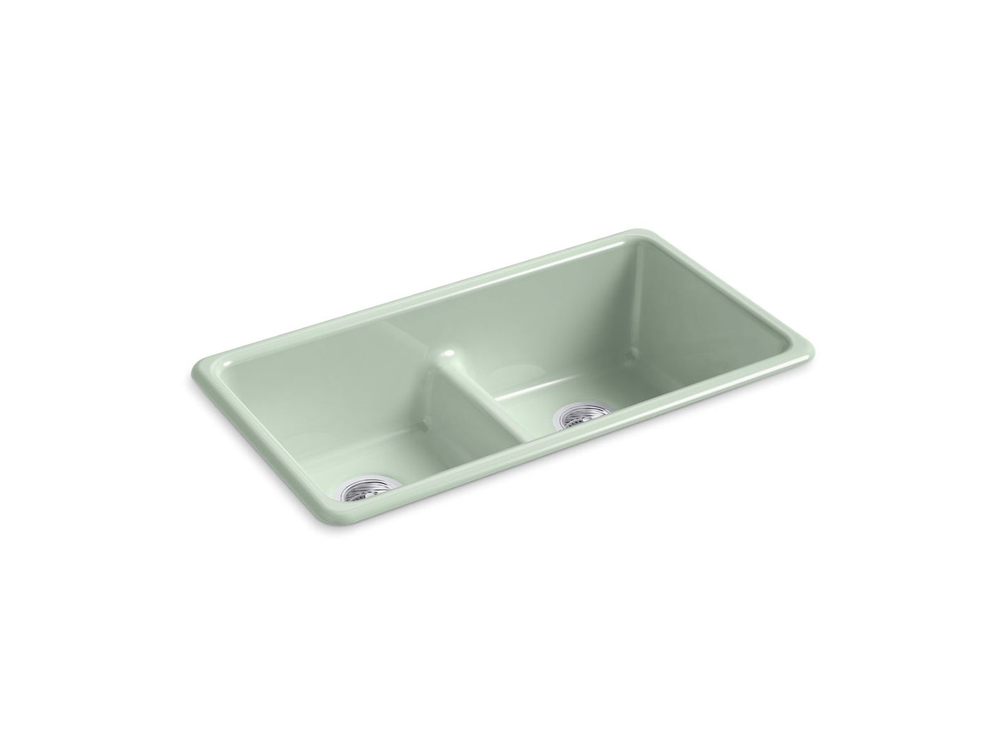 KOHLER Iron/Tones Smart Divide 33" top-/undermount double-bowl kitchen sink - Aspen Green, K-5312-42