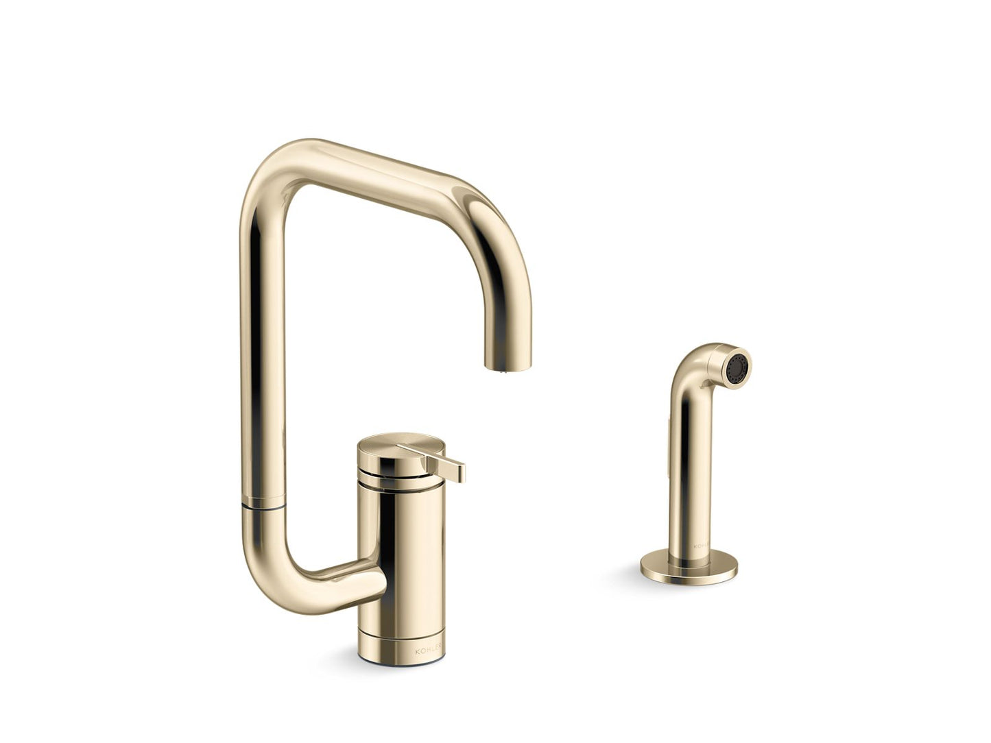 KOHLER K-28274-AF Components Single-Handle Kitchen Sink Faucet With Two-Function Extended-Reach Spout And Side Sprayer - Vibrant French Gold