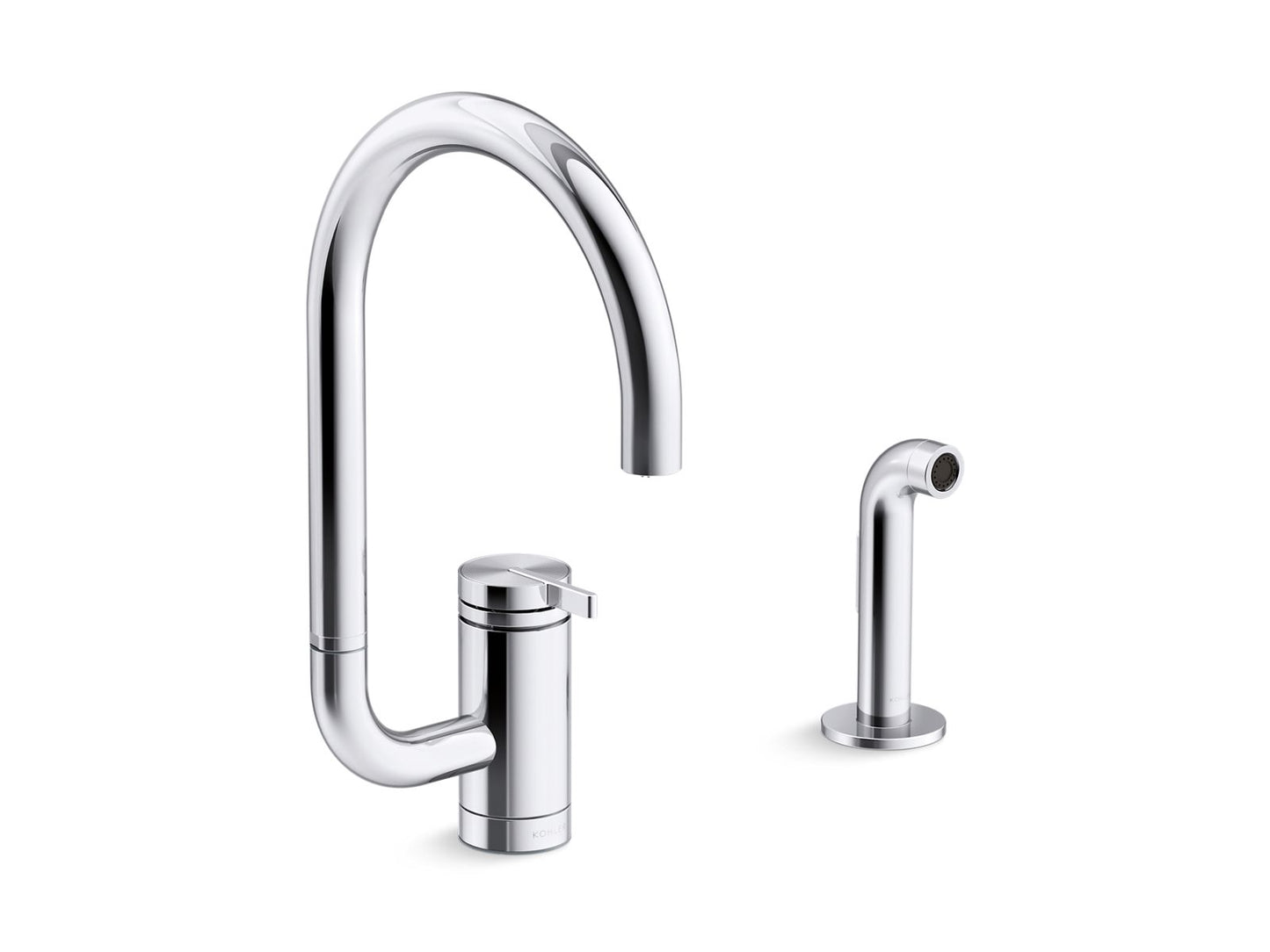 KOHLER K-28272-CP Components Single-Handle Kitchen Sink Faucet With Two-Function Extended-Reach Spout And Side Sprayer - Polished Chrome
