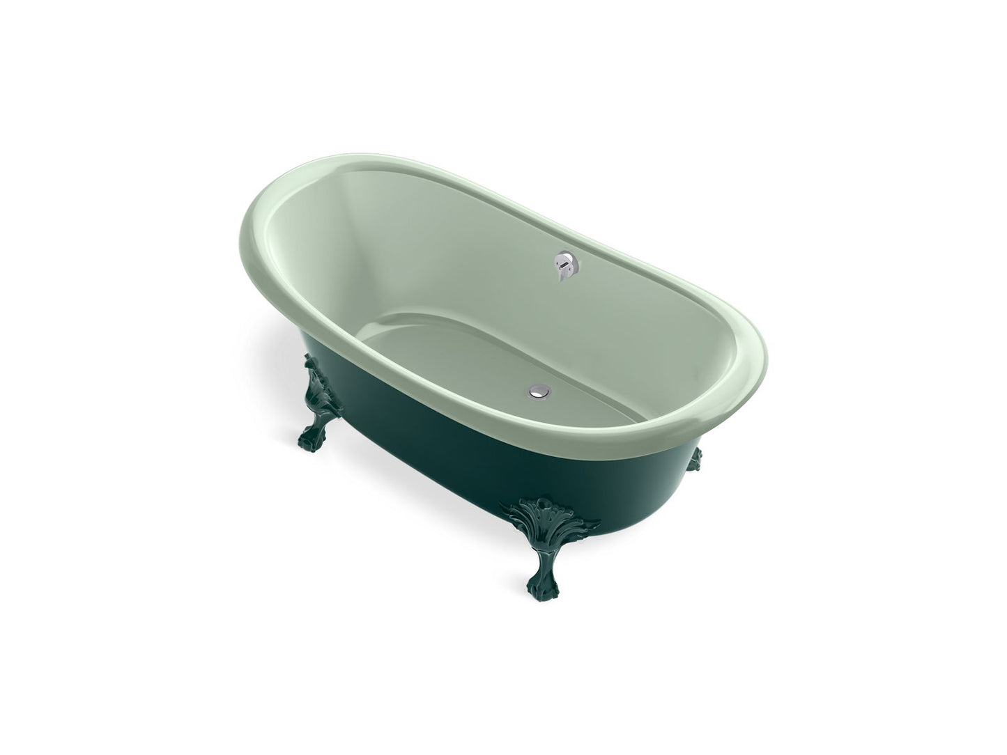 KOHLER Artifacts 66-1/8" x 32-1/2" freestanding bath - Teal Exterior with Aspen Interior, K-21000-PAT-42