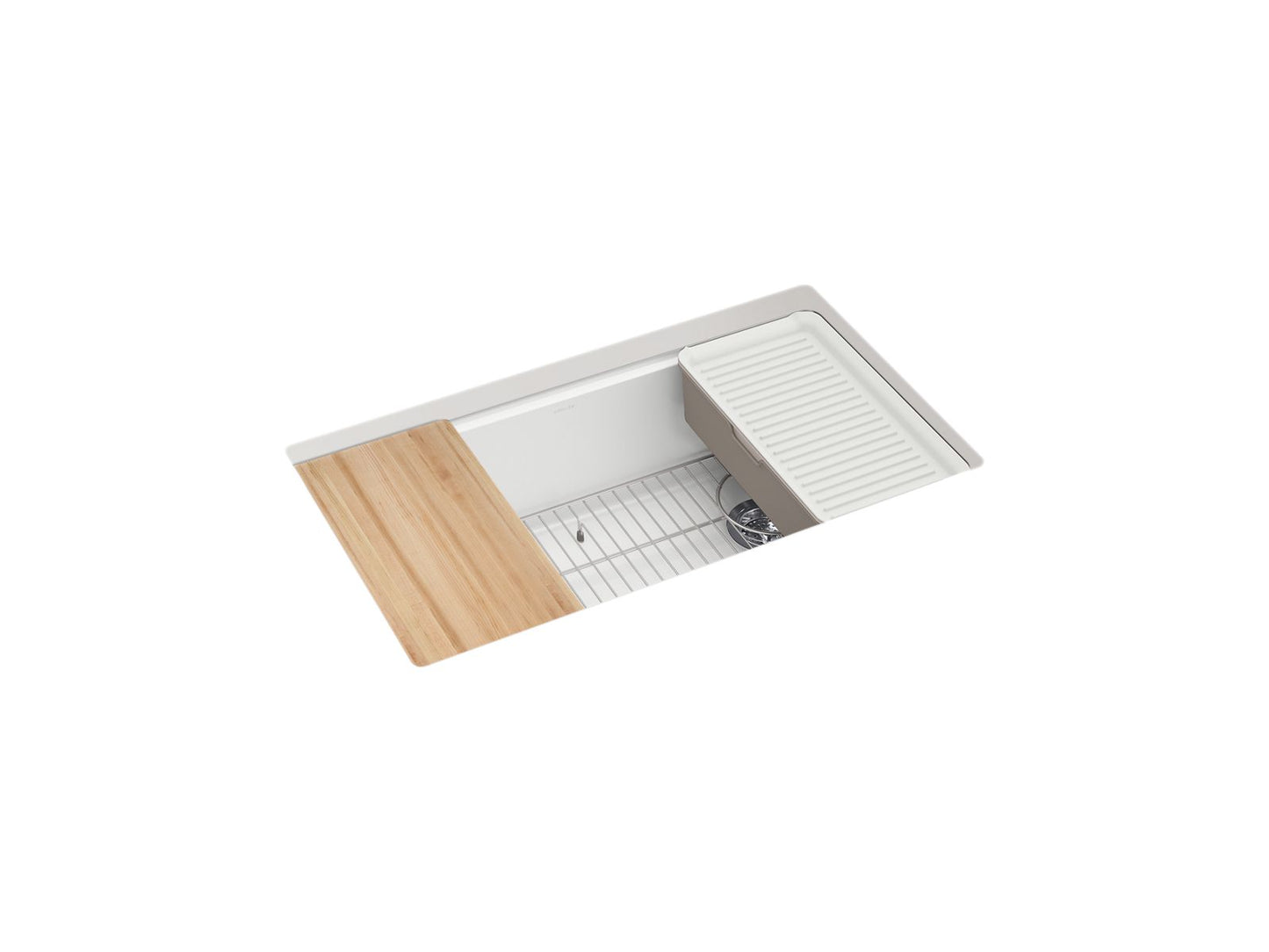 KOHLER Billings 32-1/2" undermount single-bowl workstation kitchen sink - Matte White, K-33710-PC-CM6
