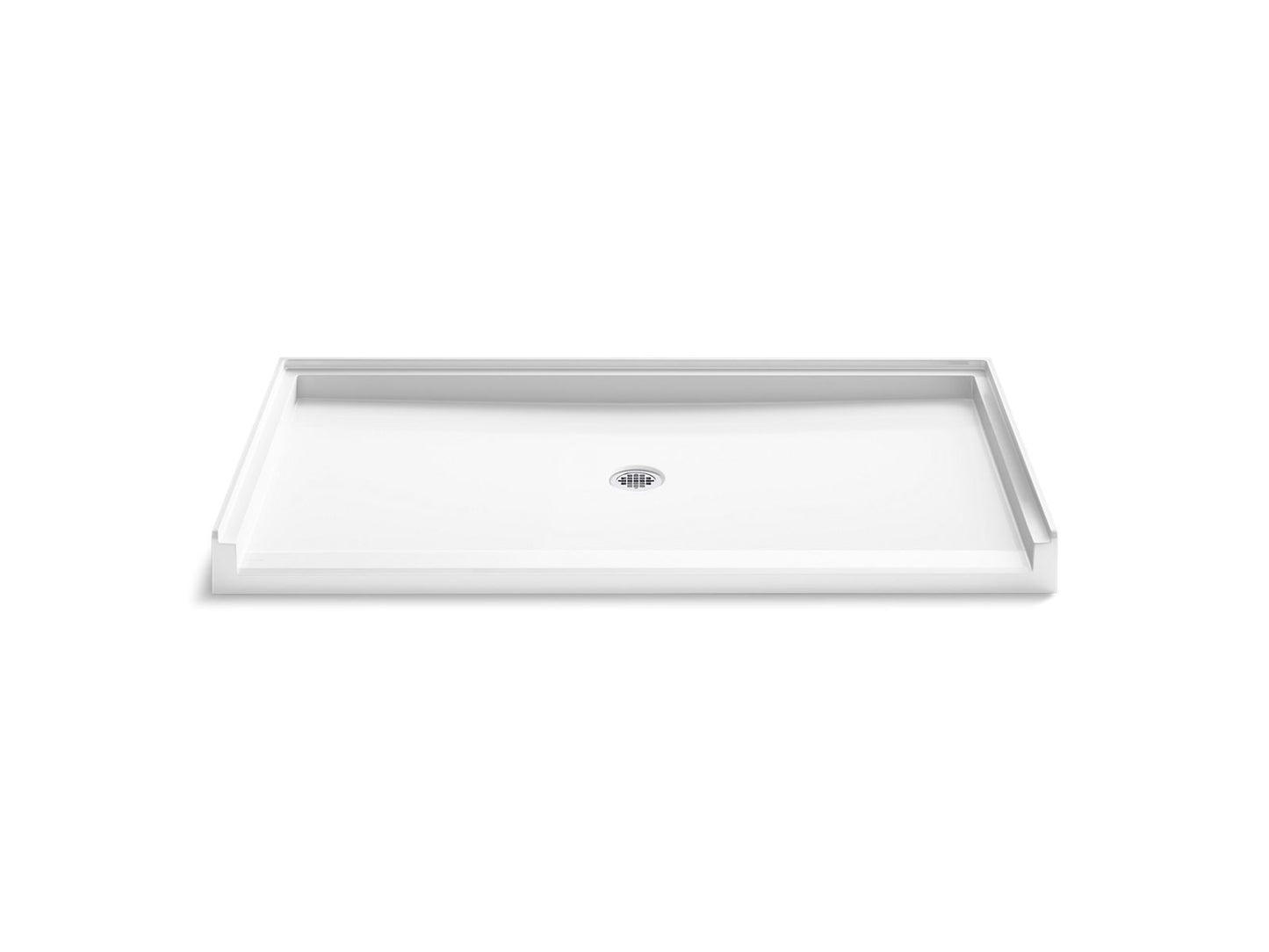 KOHLER K-44165-HW1 62" x 34" alcove shower base, center drain - Honed White