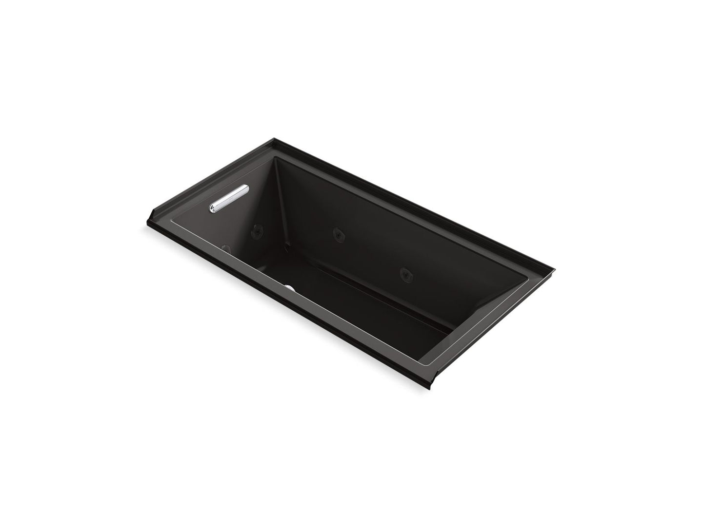 KOHLER Underscore 60" x 30" drop-in/alcove heated whirlpool bath, left drain - Black Black, K-1167-JLH-7
