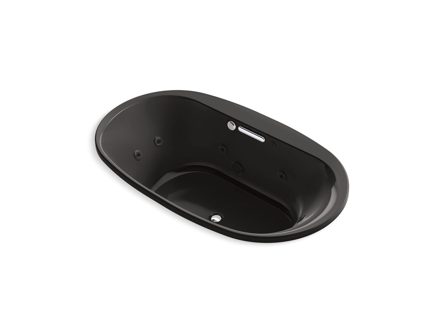 KOHLER Underscore 71-1/2" x 41-1/2" drop-in Heated BubbleMassage air bath with whirlpool - Black Black, K-5718-XHGH-7