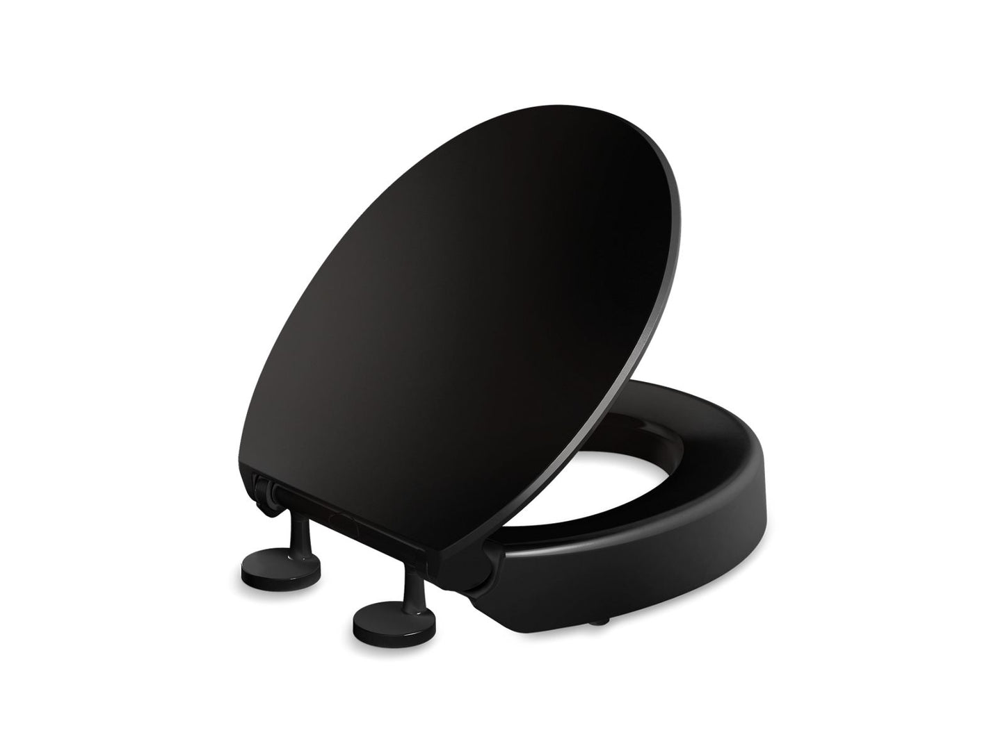 KOHLER K-25876-7 Elevated Quiet-Close round-front toilet seat - Black Black