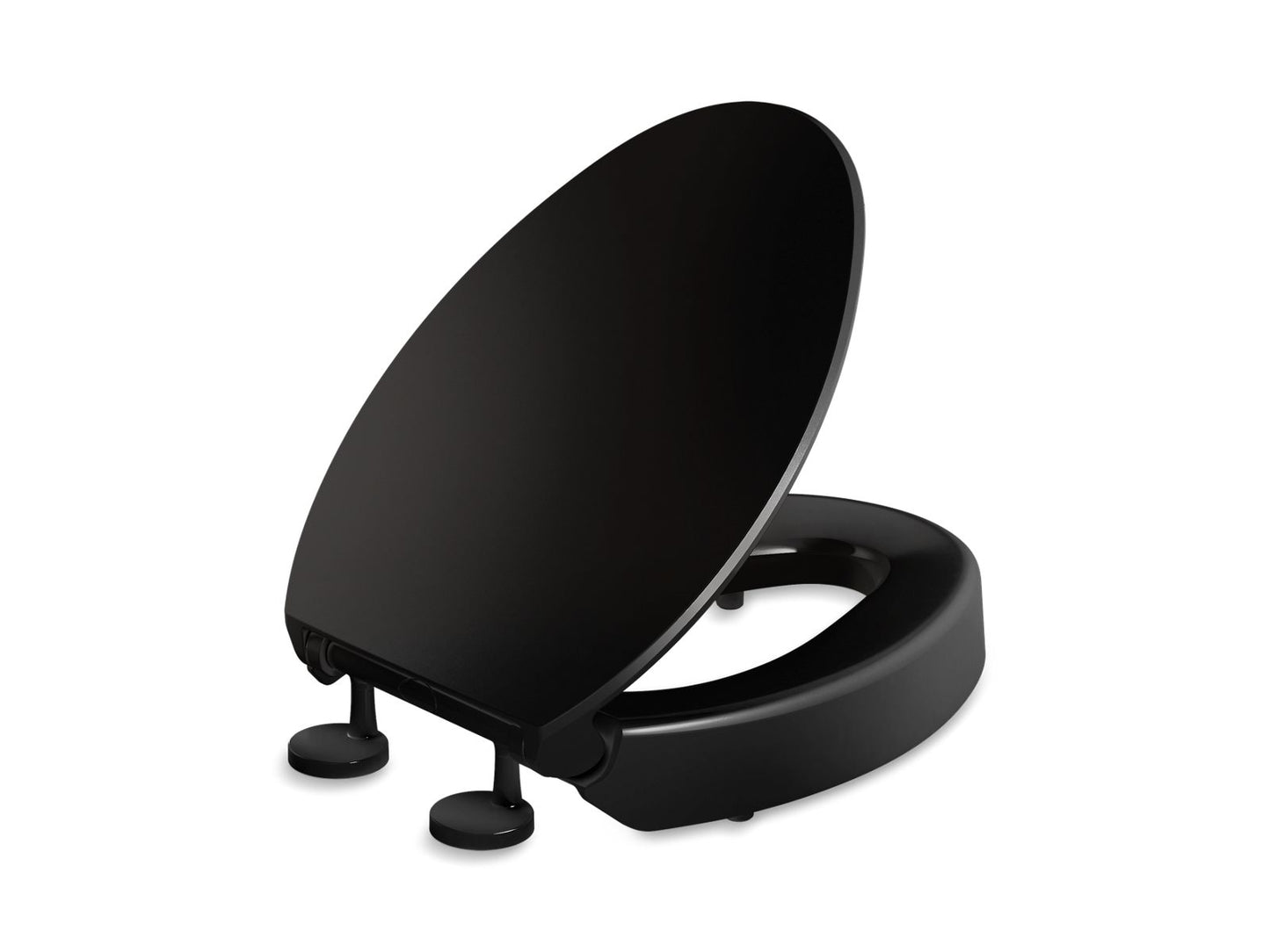 KOHLER K-25875-7 Elevated Quiet-Close elongated toilet seat - Black Black