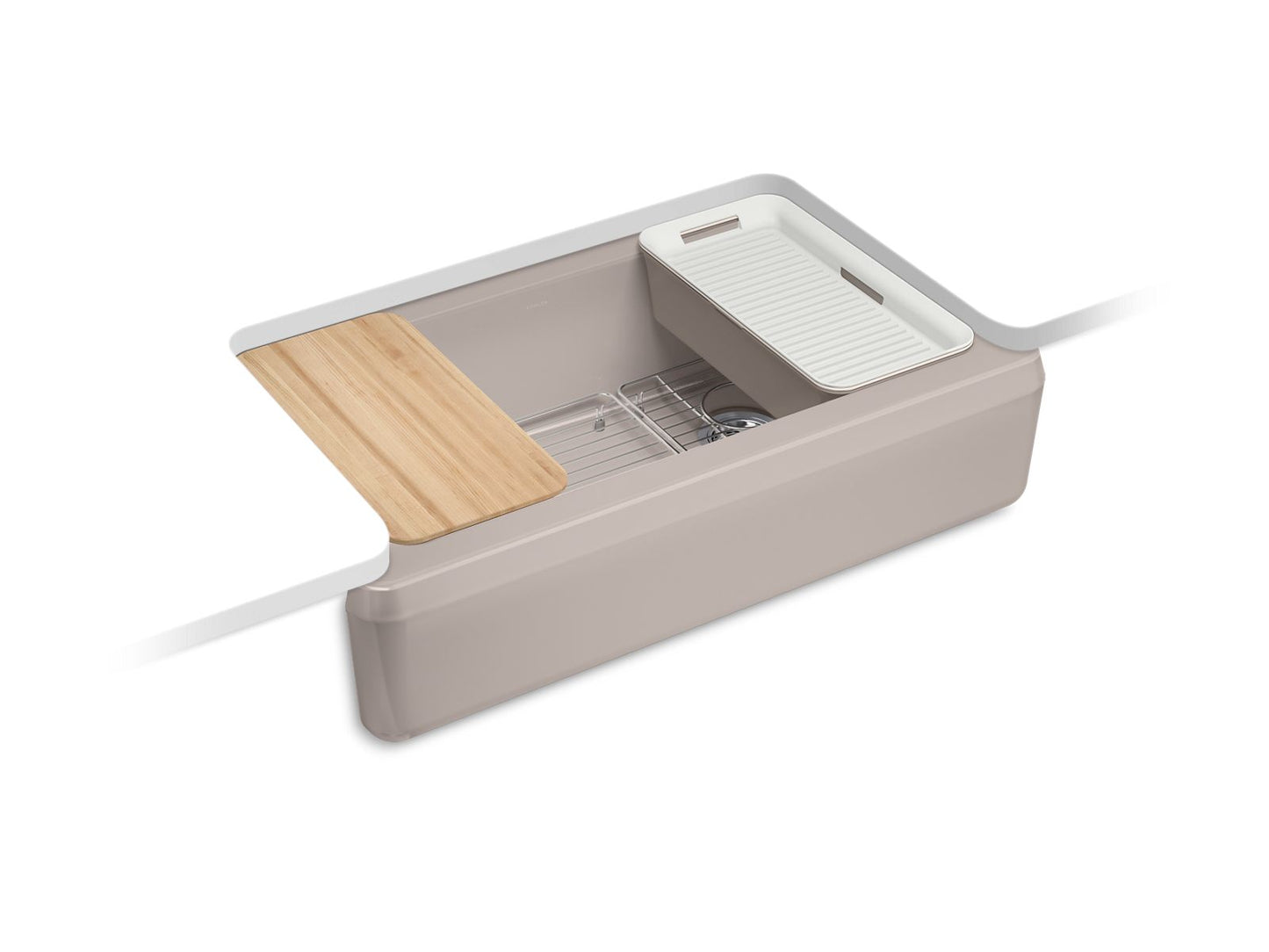 KOHLER K-24564-PC-TRF 35-3/4" undermount single-bowl farmhouse workstation kitchen sink - Truffle