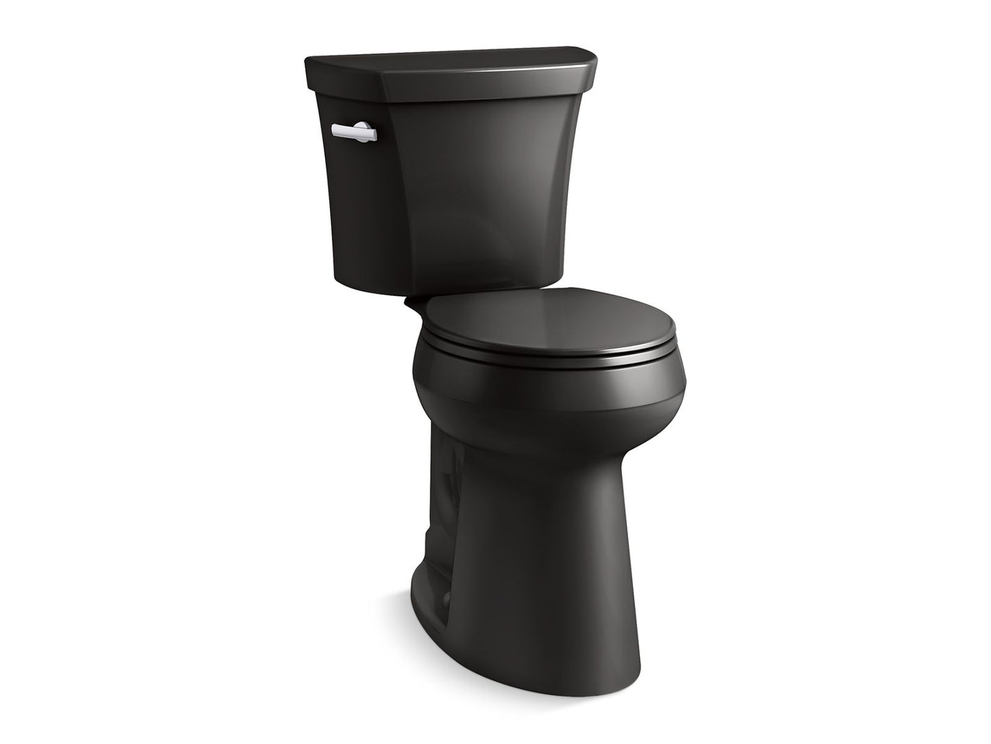 KOHLER K-35717-7 Tall two-piece round-front toilet, 1.6 gpf - Black Black