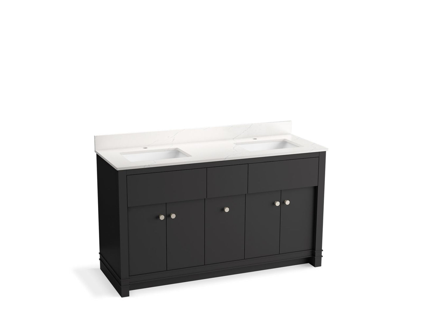 KOHLER K-33293-DWG 60" bathroom vanity cabinet with sinks and quartz top - Ferrous Grey