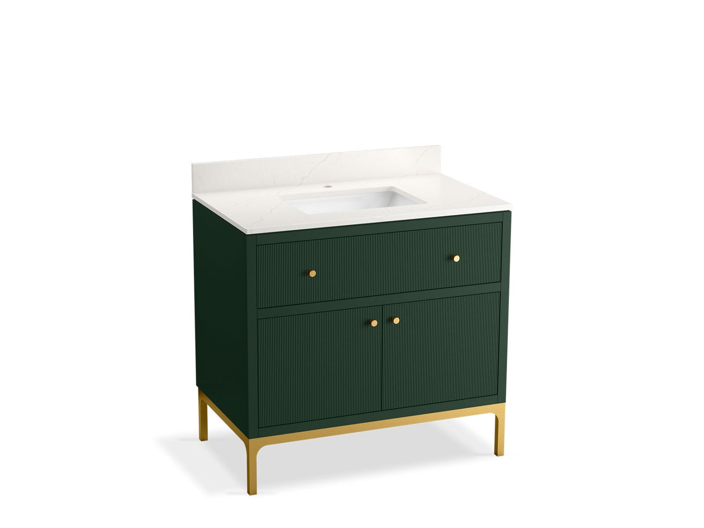KOHLER K-32760-EMG 36" bathroom vanity cabinet with sink and quartz top - Emerald Green