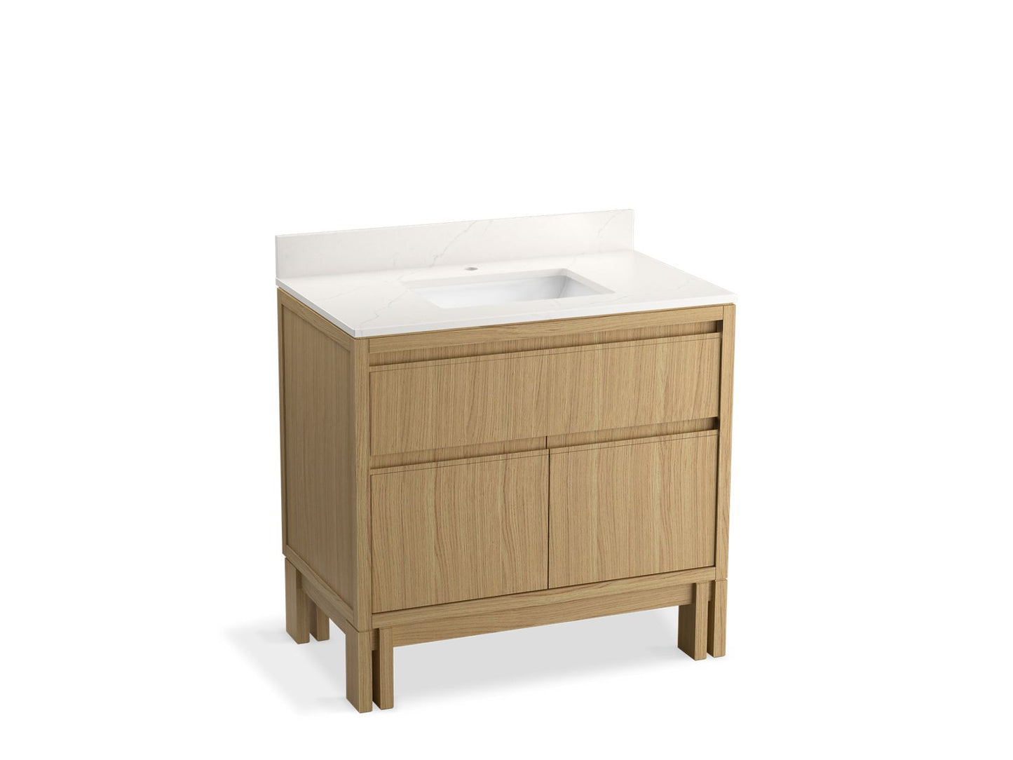 KOHLER K-32838-WEK 36" bathroom vanity cabinet with sink and quartz top - Light Oak