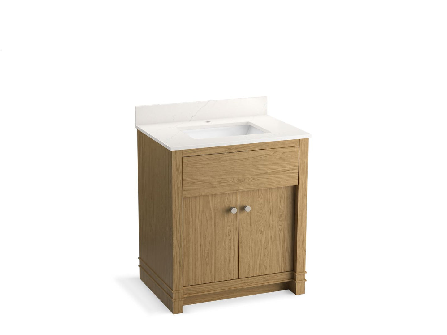 KOHLER K-33265-WEK 30" bathroom vanity cabinet with sink and quartz top - Light Oak
