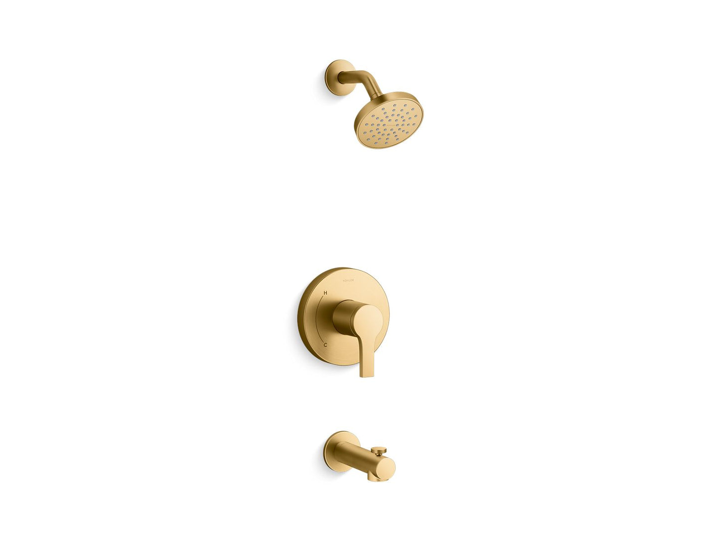 KOHLER K-TS35322-4Y-2MB Elate Rite-Temp Bath And Shower Trim Kit 2.5 GPM - Vibrant Brushed Moderne Brass