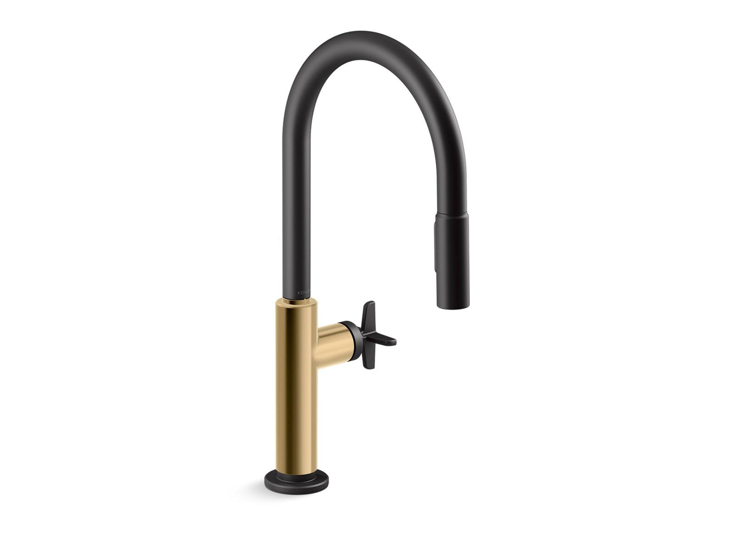 KOHLER K-28670-3RT2-BMB Touchless pull-down kitchen sink faucet with two-function sprayhead - Matte Black with Brushed Moderne Brass