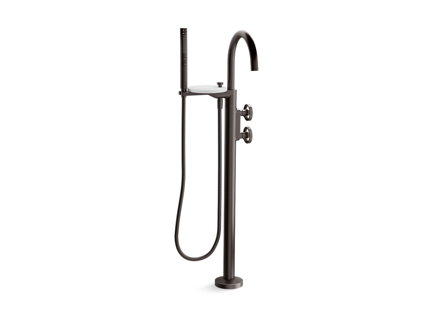 KOHLER K-T77984-9-BGP Floor-mount bath filler trim with industrial handles and handshower - Brushed Graphite