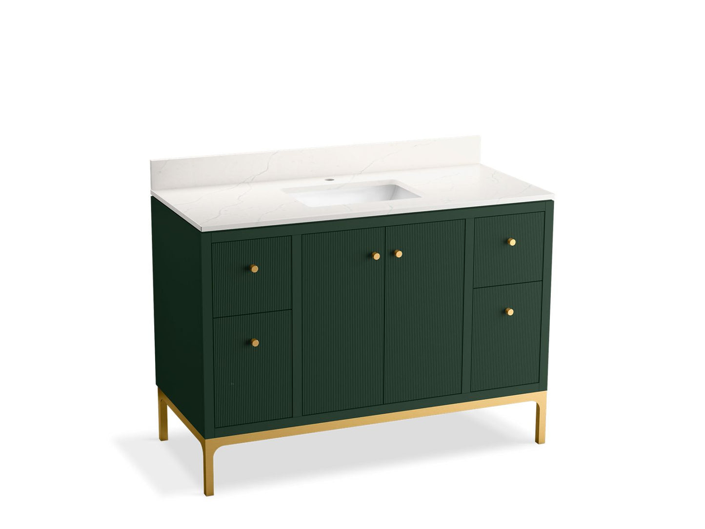 KOHLER 32834-EMG Calpa 48 in. Bathroom Vanity Cabinet With Sink And Quartz Top - Emerald Green