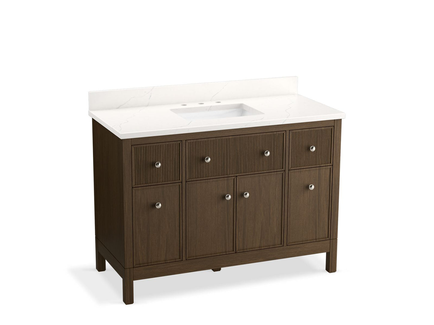 KOHLER K-35021-DAK 48" bathroom vanity cabinet with sink and quartz top - Draper Oak