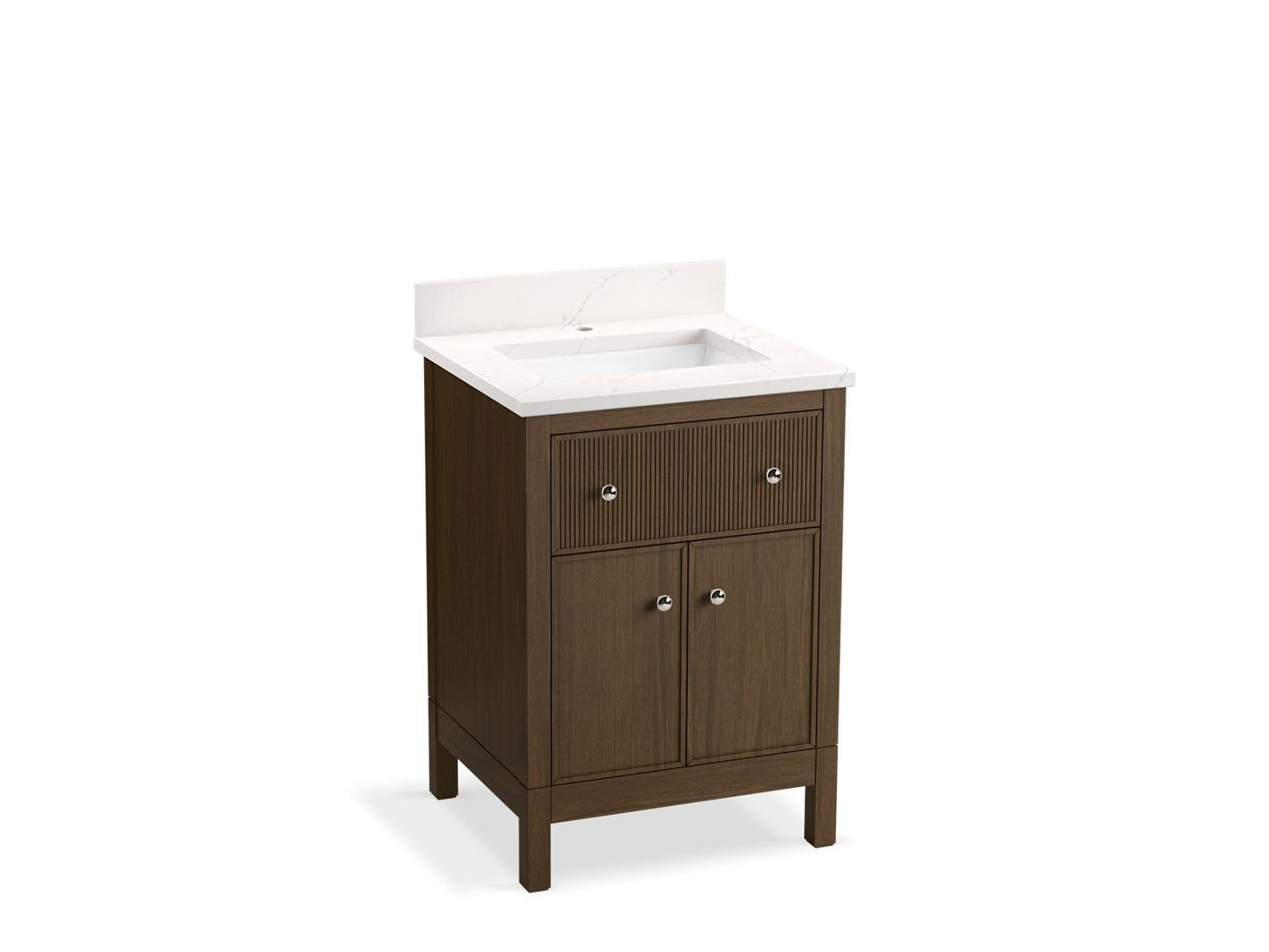 KOHLER K-35018-DAK 24" bathroom vanity cabinet with sink and quartz top - Draper Oak