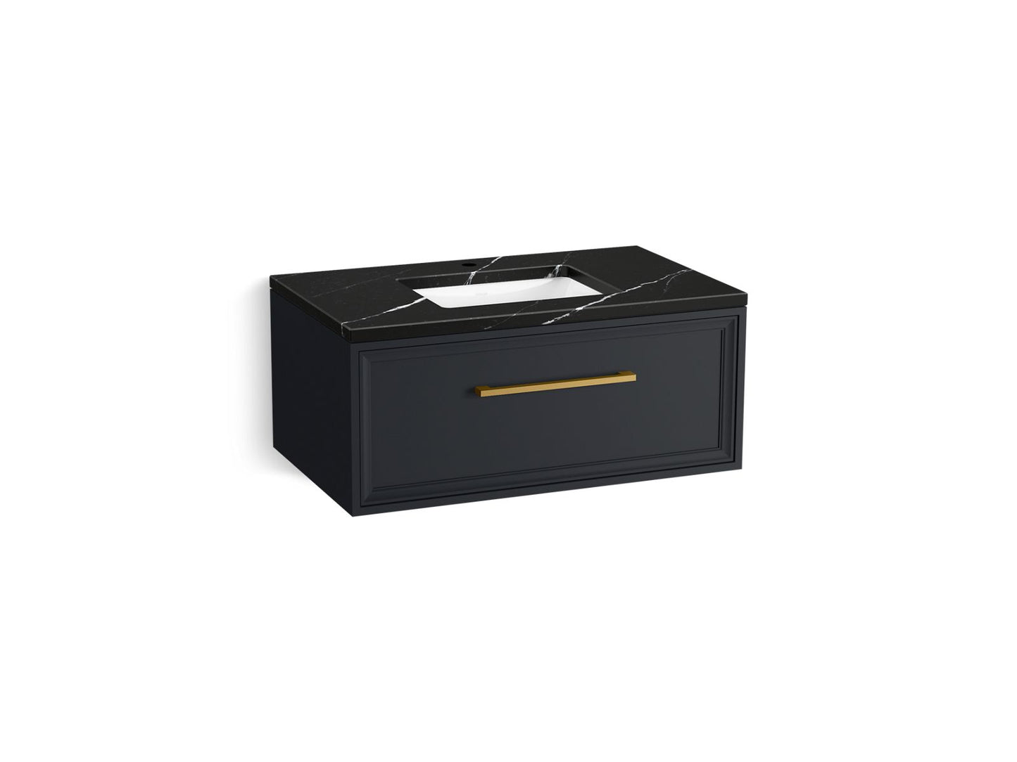 KOHLER K-CM33566-BD22-XEB 36" wall-hung bathroom vanity cabinet with sink and quartz top - Slate Grey