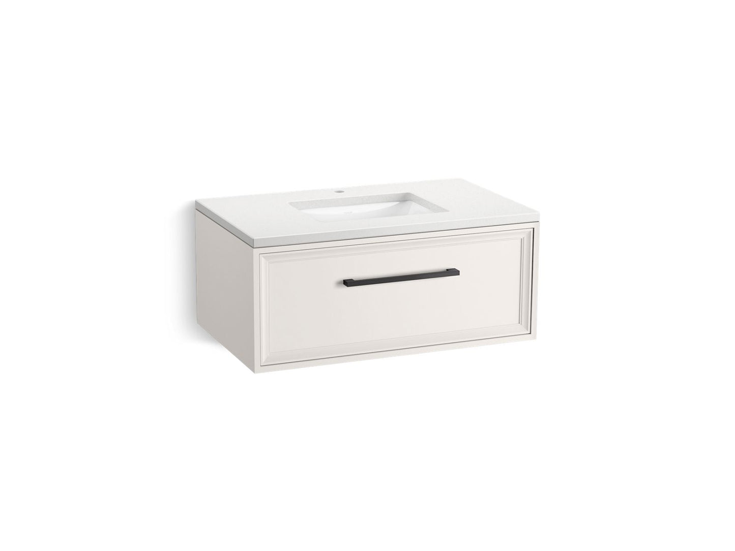 KOHLER K-CM33566-BD22-AWL 36" wall-hung bathroom vanity cabinet with sink and quartz top - Linen White