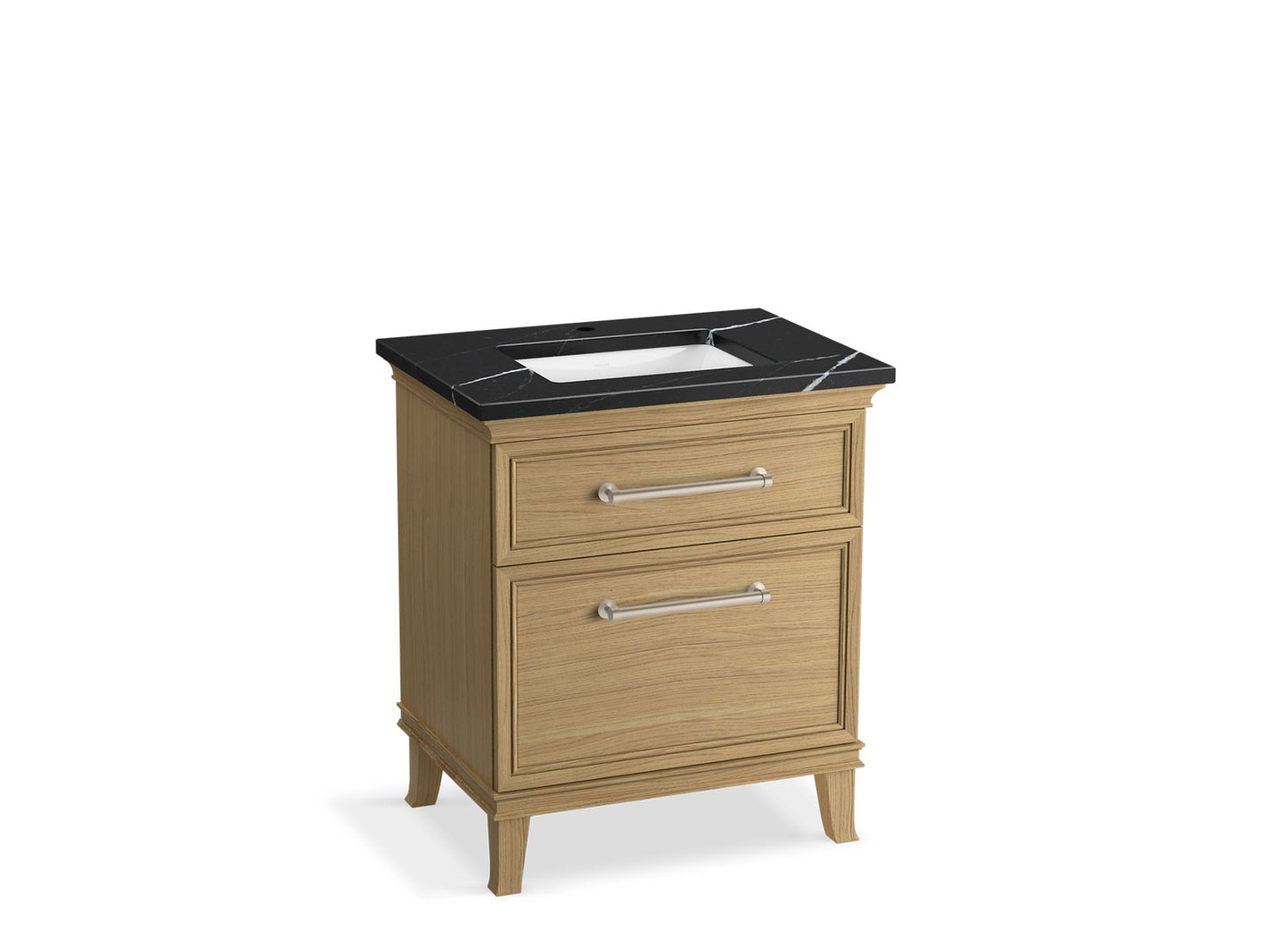 KOHLER K-CM29480-BD2-KEN 30" bathroom vanity cabinet with sink and quartz top - Light Oak