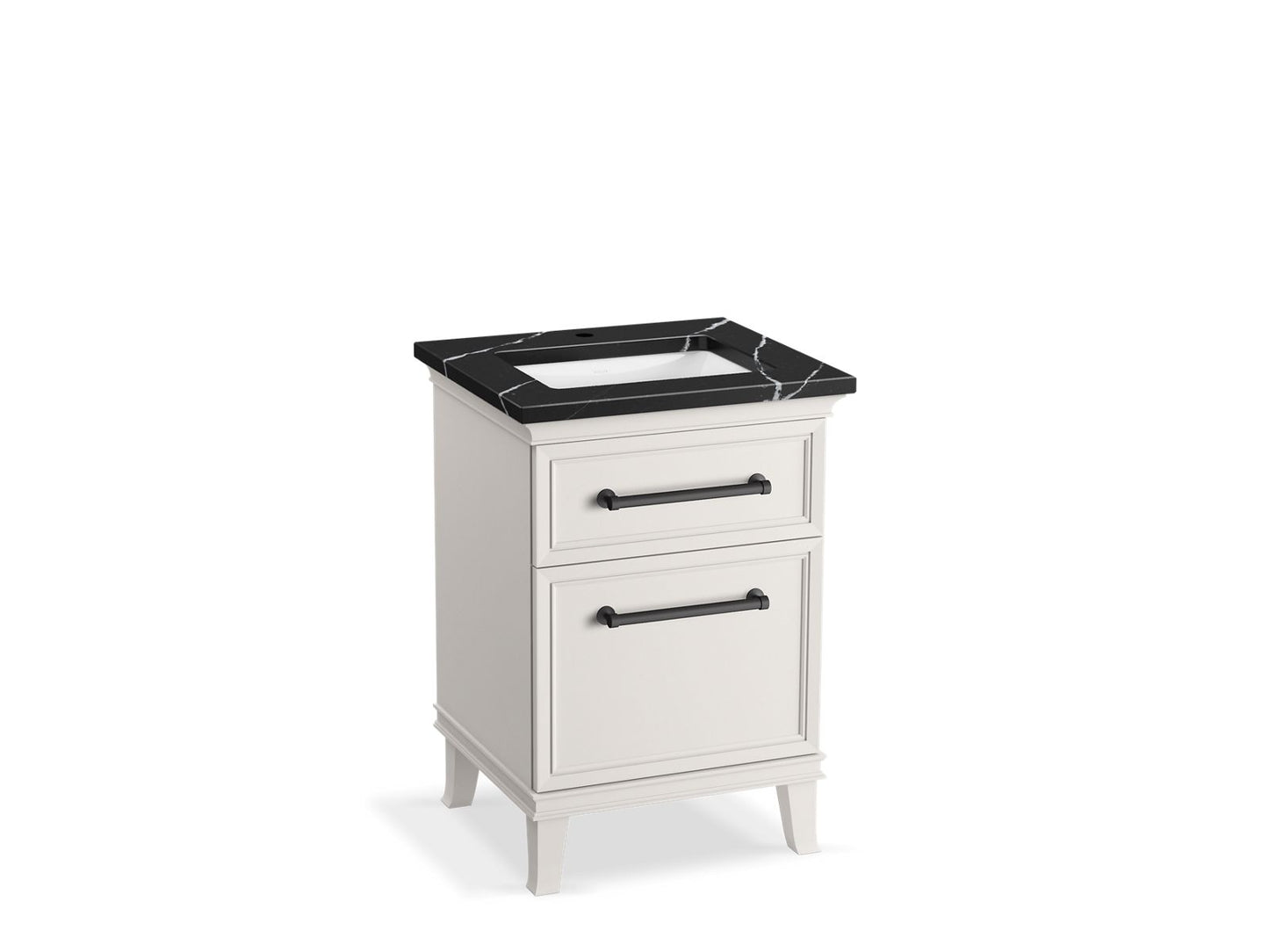 KOHLER K-CM29469-BD1-AEL 24" bathroom vanity cabinet with sink and quartz top - Linen White