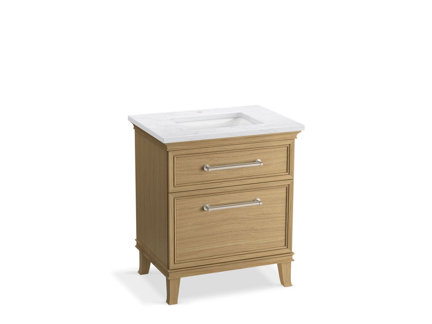 KOHLER K-CM29480-BD2-KTN 30" bathroom vanity cabinet with sink and quartz top - Light Oak