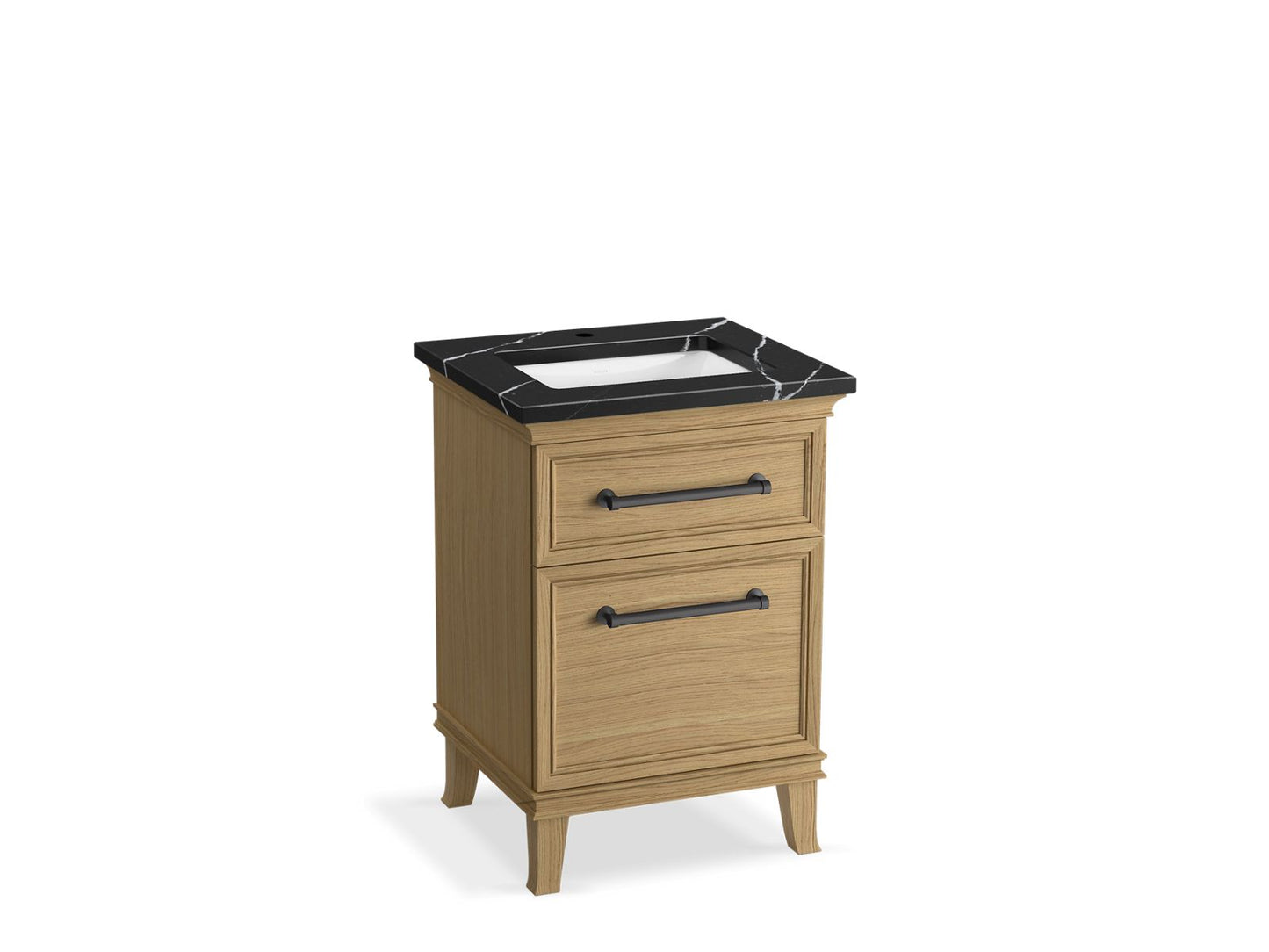 KOHLER K-CM29469-BD1-KML 24" bathroom vanity cabinet with sink and quartz top - Light Oak