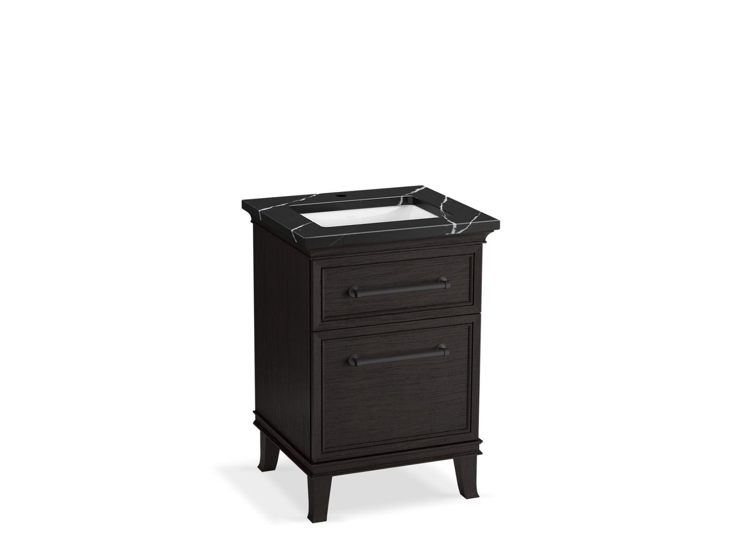 KOHLER K-CM29469-BD1-BEL 24" bathroom vanity cabinet with sink and quartz top - Carbon Oak
