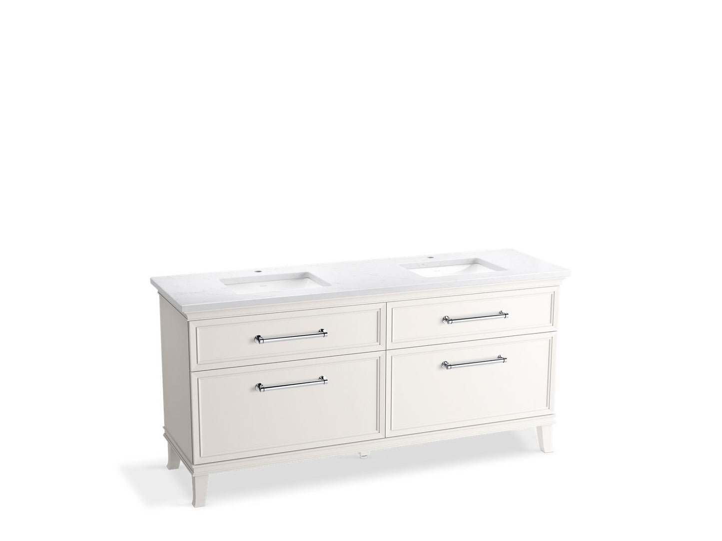 KOHLER K-CM29482-BD6-ATC 72" bathroom vanity cabinet with sinks and quartz top - Linen White