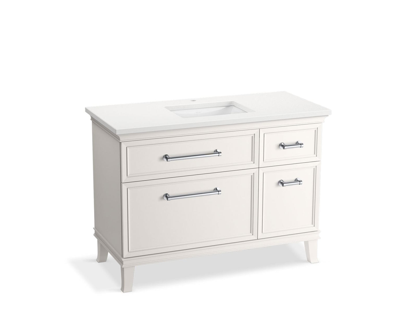 KOHLER K-CM29481-BD4-AWC 48" bathroom vanity cabinet with sink and quartz top - Linen White