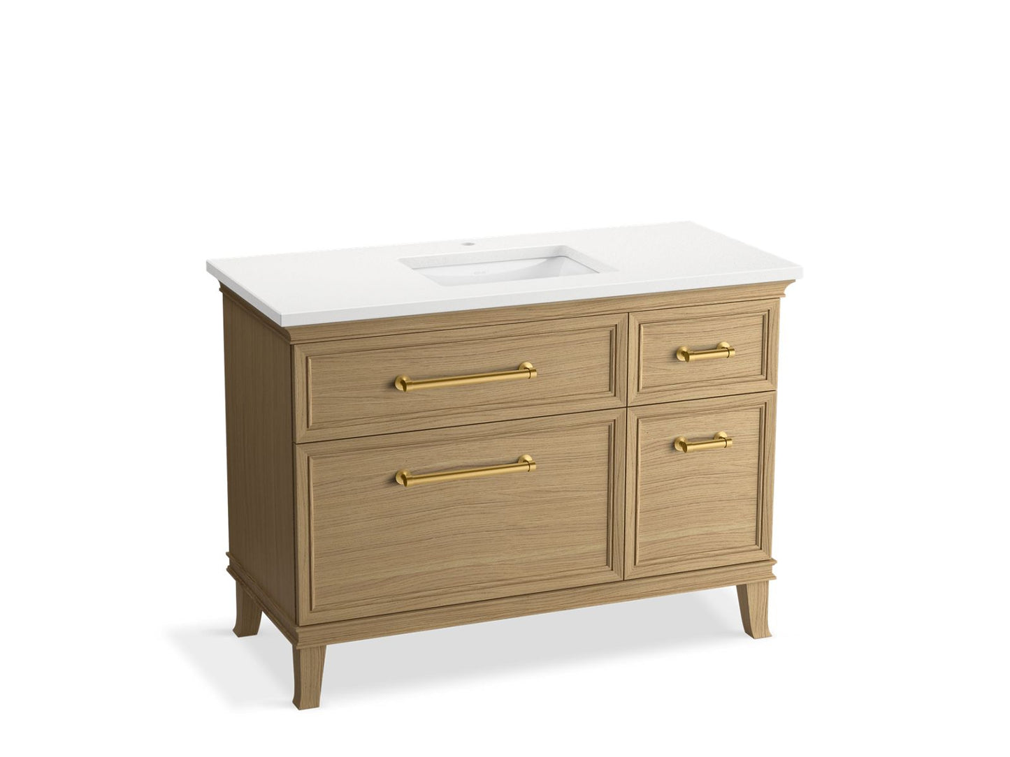 KOHLER K-CM29481-BD4-KWB 48" bathroom vanity cabinet with sink and quartz top - Light Oak