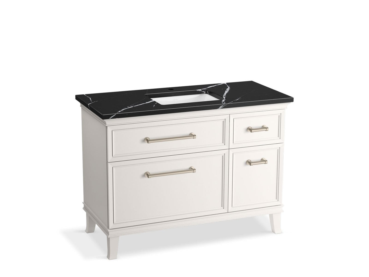 KOHLER K-CM29481-BD4-AEN 48" bathroom vanity cabinet with sink and quartz top - Linen White