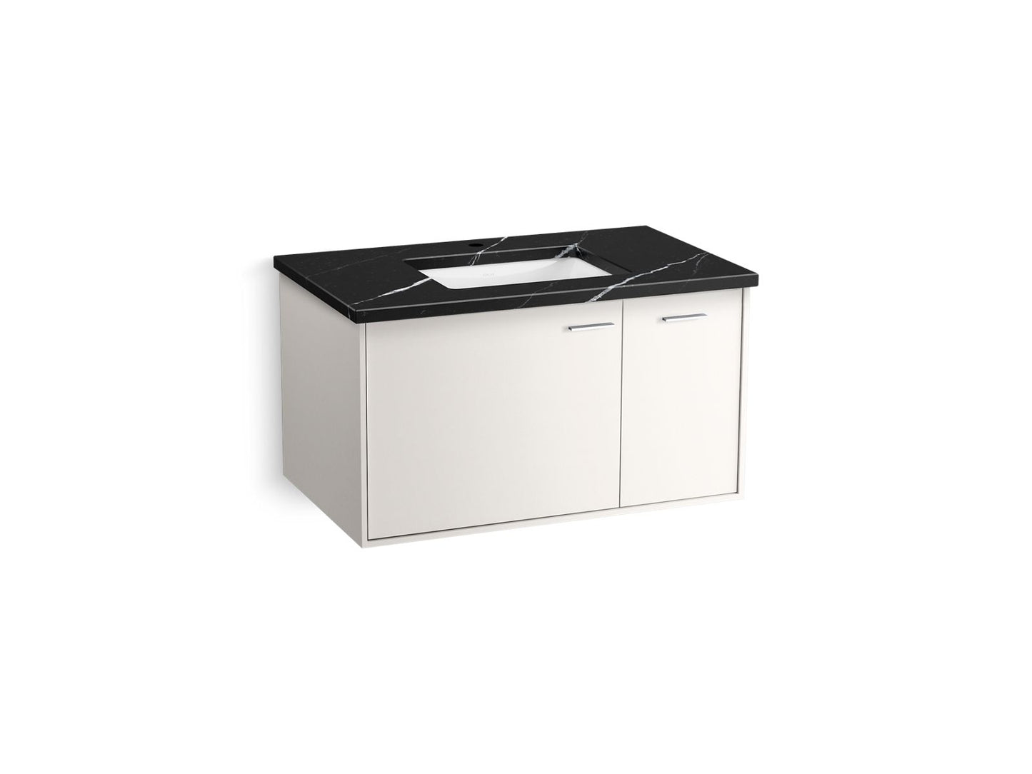 KOHLER K-CM99543-BD14-AE1 36" wall-hung bathroom vanity cabinet with sink and quartz top - Linen White