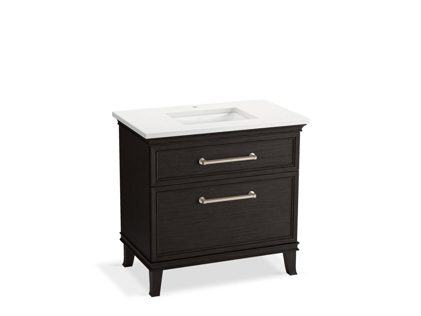 KOHLER K-CM33559-BD3-WWN 36" bathroom vanity cabinet with sink and quartz top - Carbon Oak