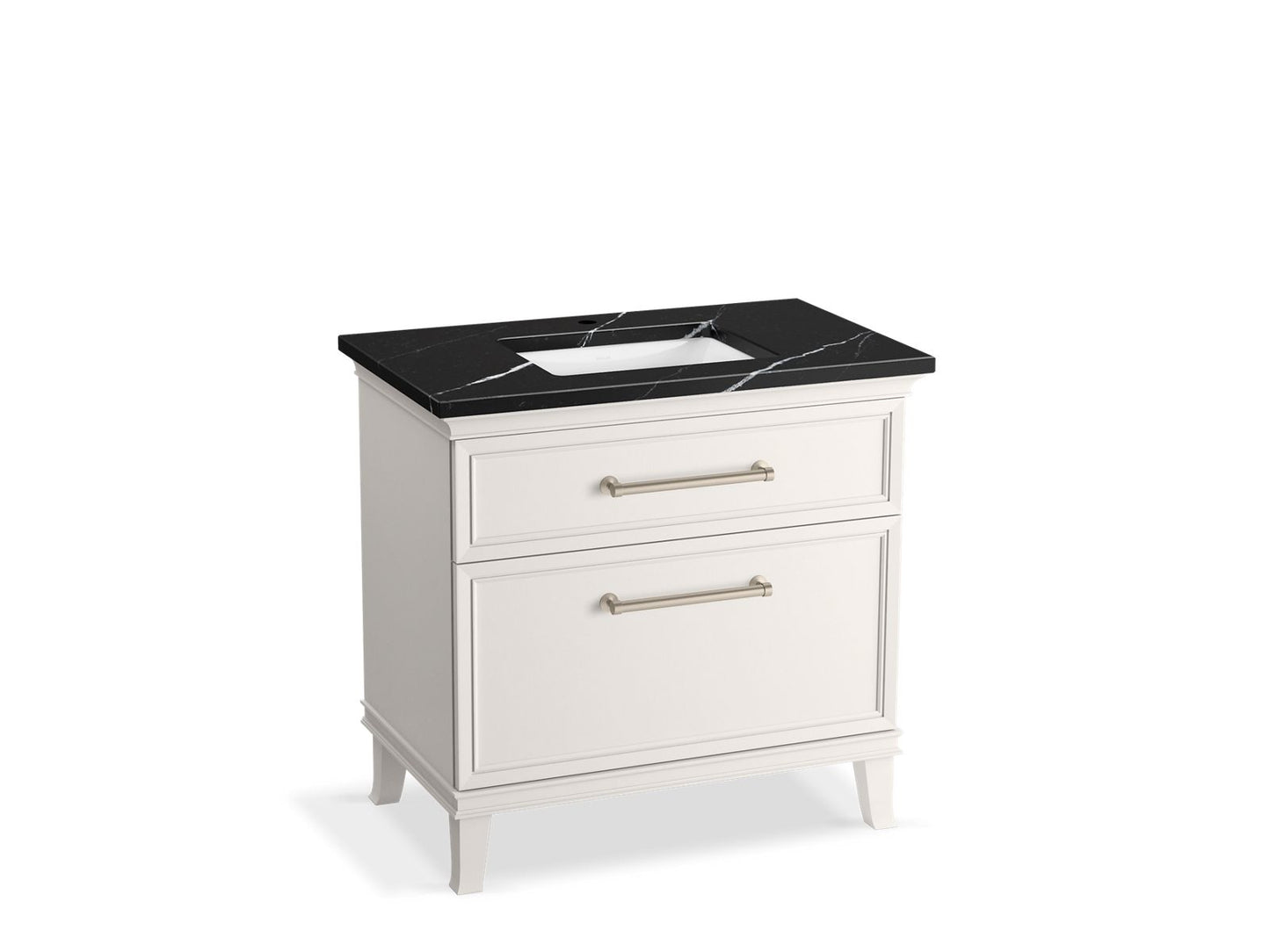 KOHLER K-CM33559-BD3-AEN 36" bathroom vanity cabinet with sink and quartz top - Linen White